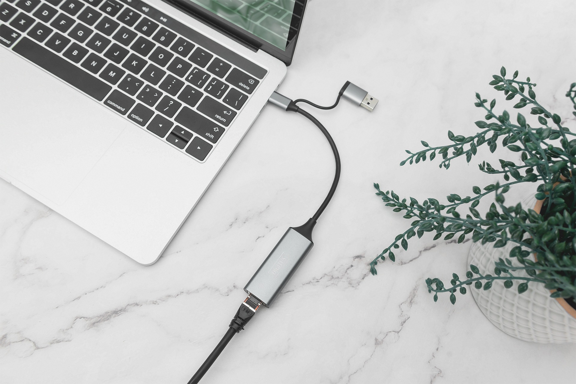 Digitus Netzwerk-Adapter »USB-C Gigabit Ethernet Adapter 2.5G, USB-C + USB A«, 15 cm