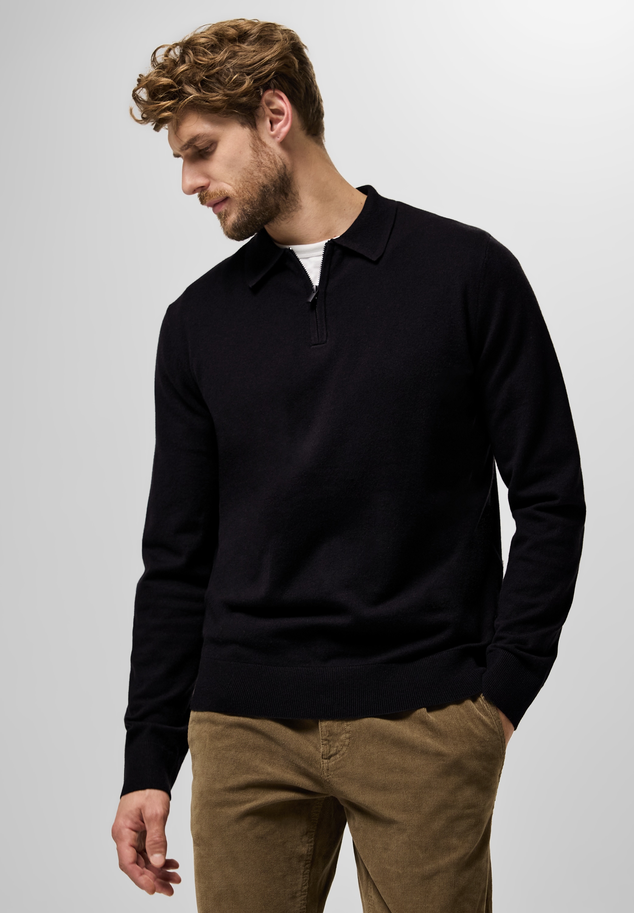 STREET ONE MEN Poloshirt, mit Materialmix günstig online kaufen