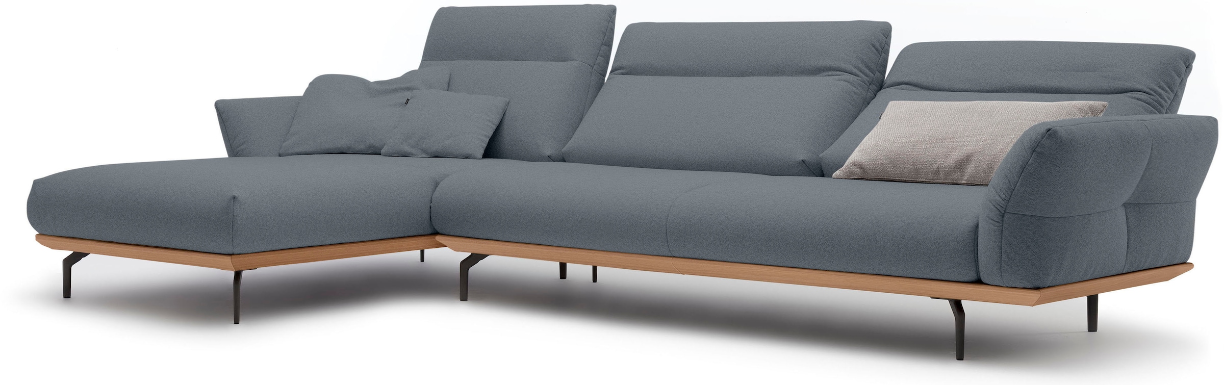 Creation BY ROLF BENZ Ecksofa »CR.460«, Sockel in Eiche, Winkelfüße in Umbragrau, Breite 338 cm