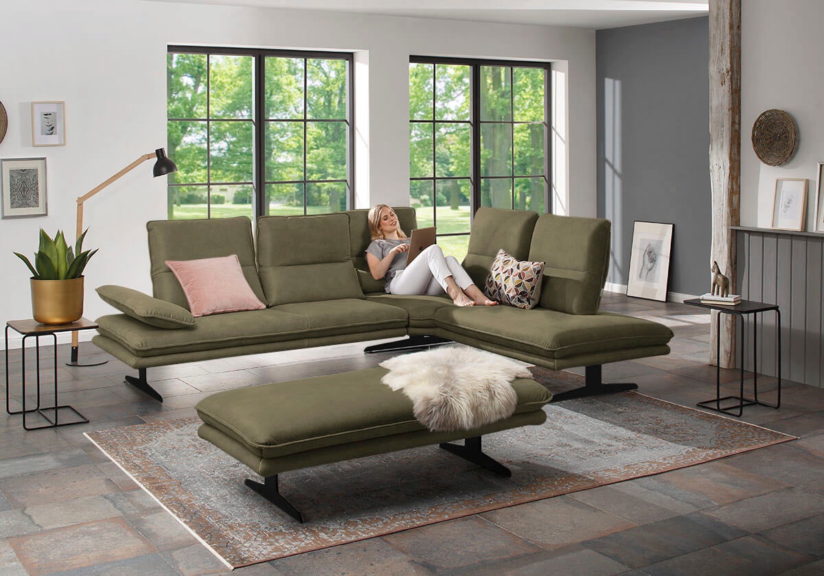 W.SCHILLIG Ecksofa »broadway, Designsofa, toller Sitzkomfort, zeitlos, elegant, L-Form«, Sitztiefenverstellung, Kopfteil- & Seitenteilverstellung, Breite 284cm