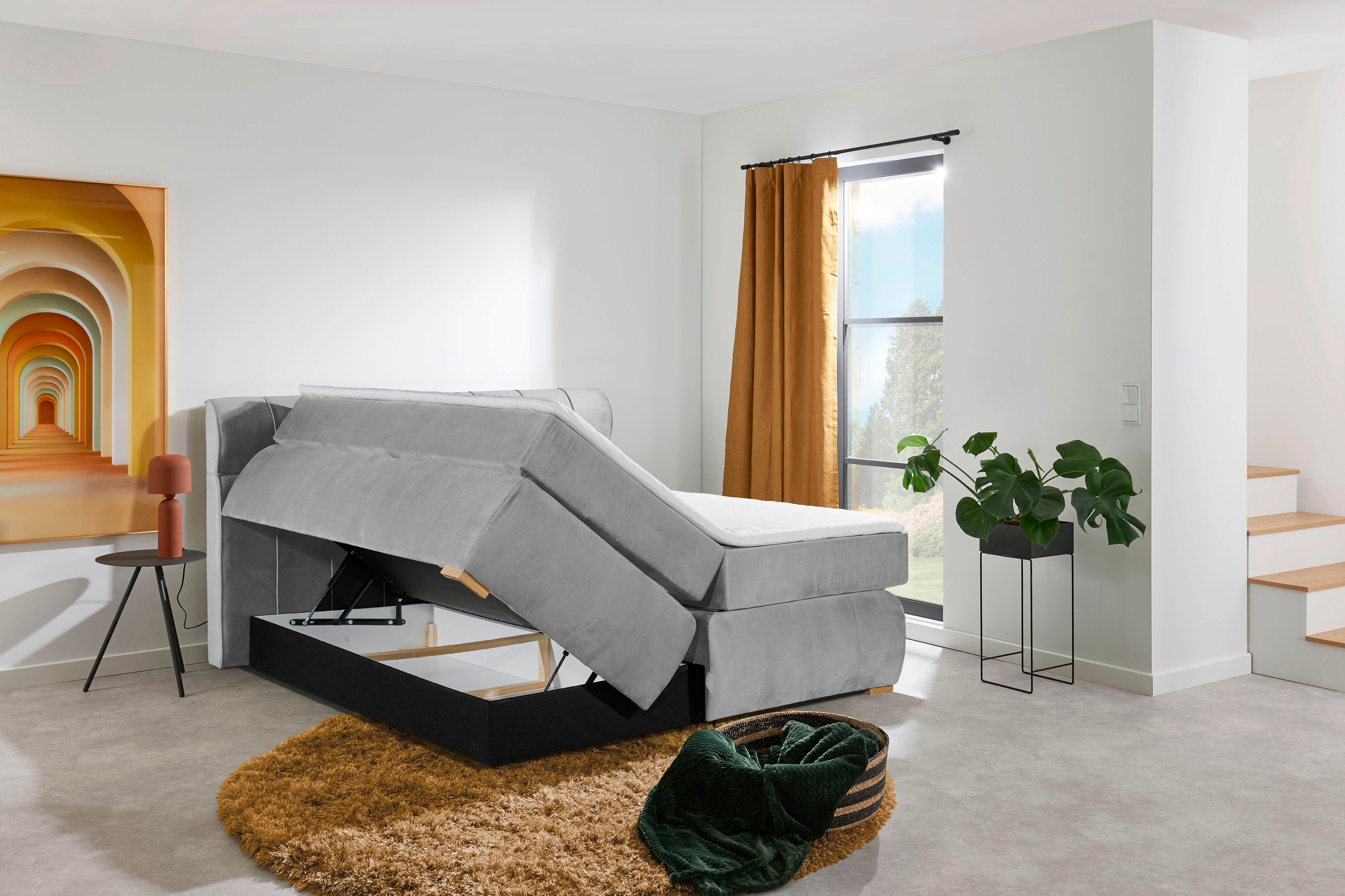Places of Style Boxspringbett »Felicia«, in H4, inkl. Topper und Bettkasten