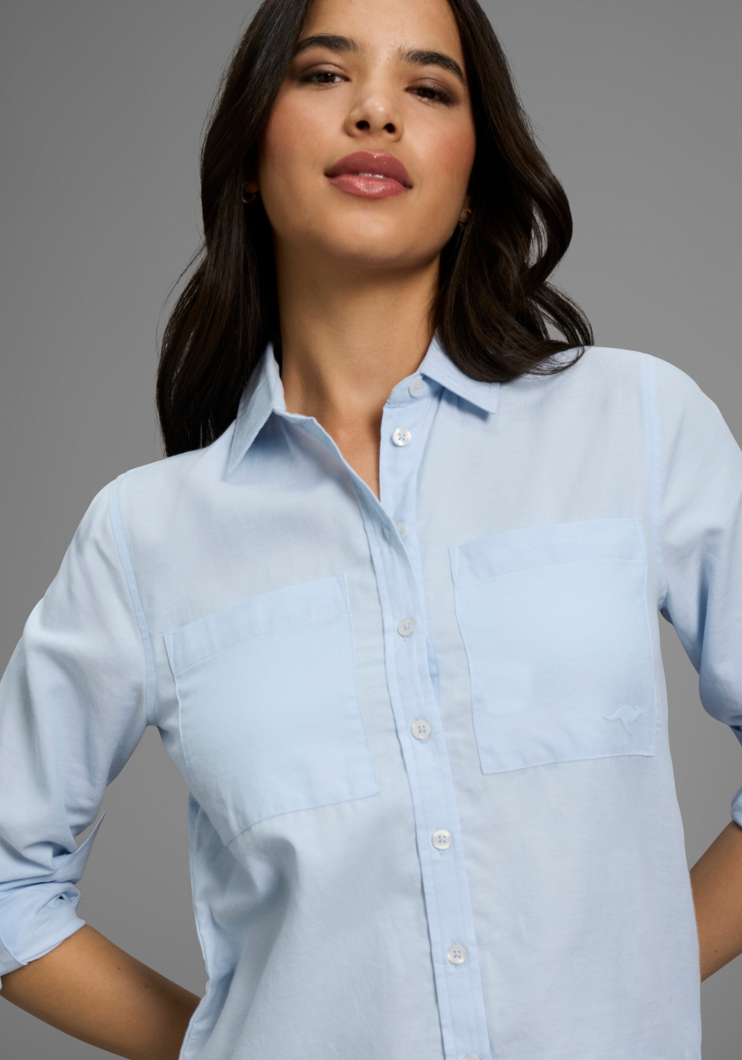 Thumbnail - KangaROOS Hemdbluse leger geschnitten mit Brusttaschen