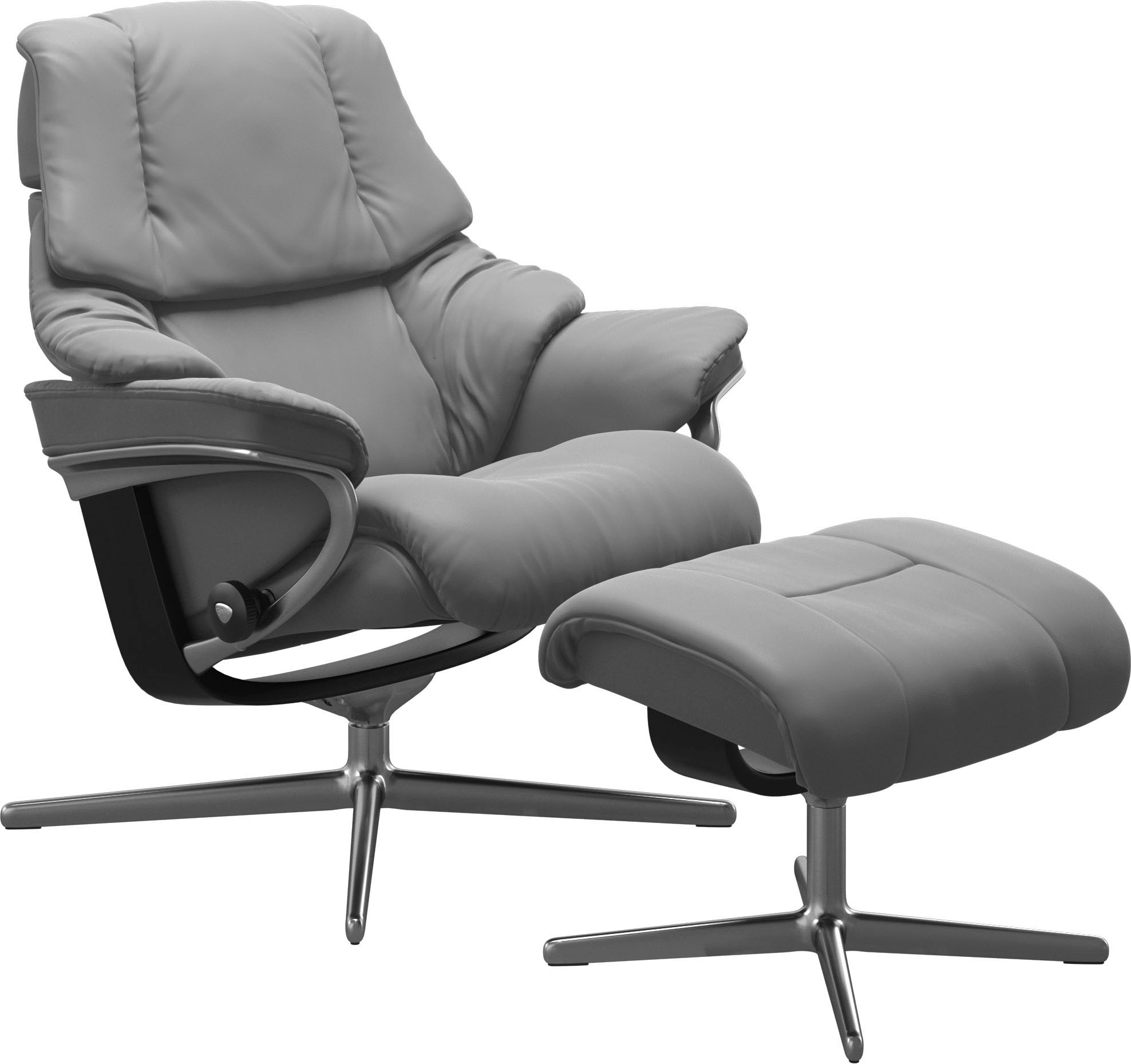 Stressless® Relaxsessel »Reno«, (Set, Relaxsessel mit Hocker), mit Hocker, mit Cross Base, Größe S, M & L, Holzakzent Schwarz