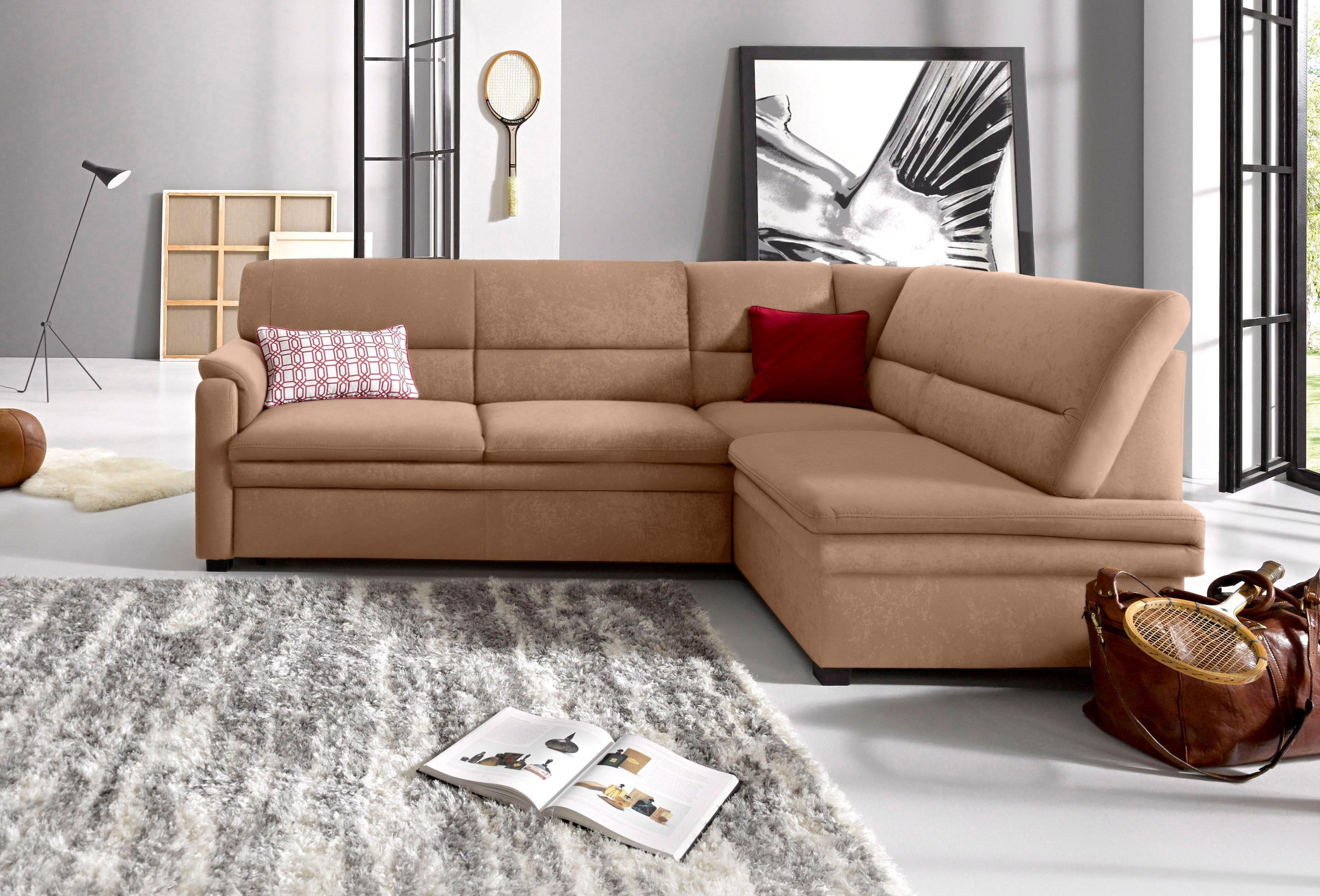 sit&more Ecksofa "Pisa L-Form" mit Federkern, wahlweise mit Schlaffunktion
