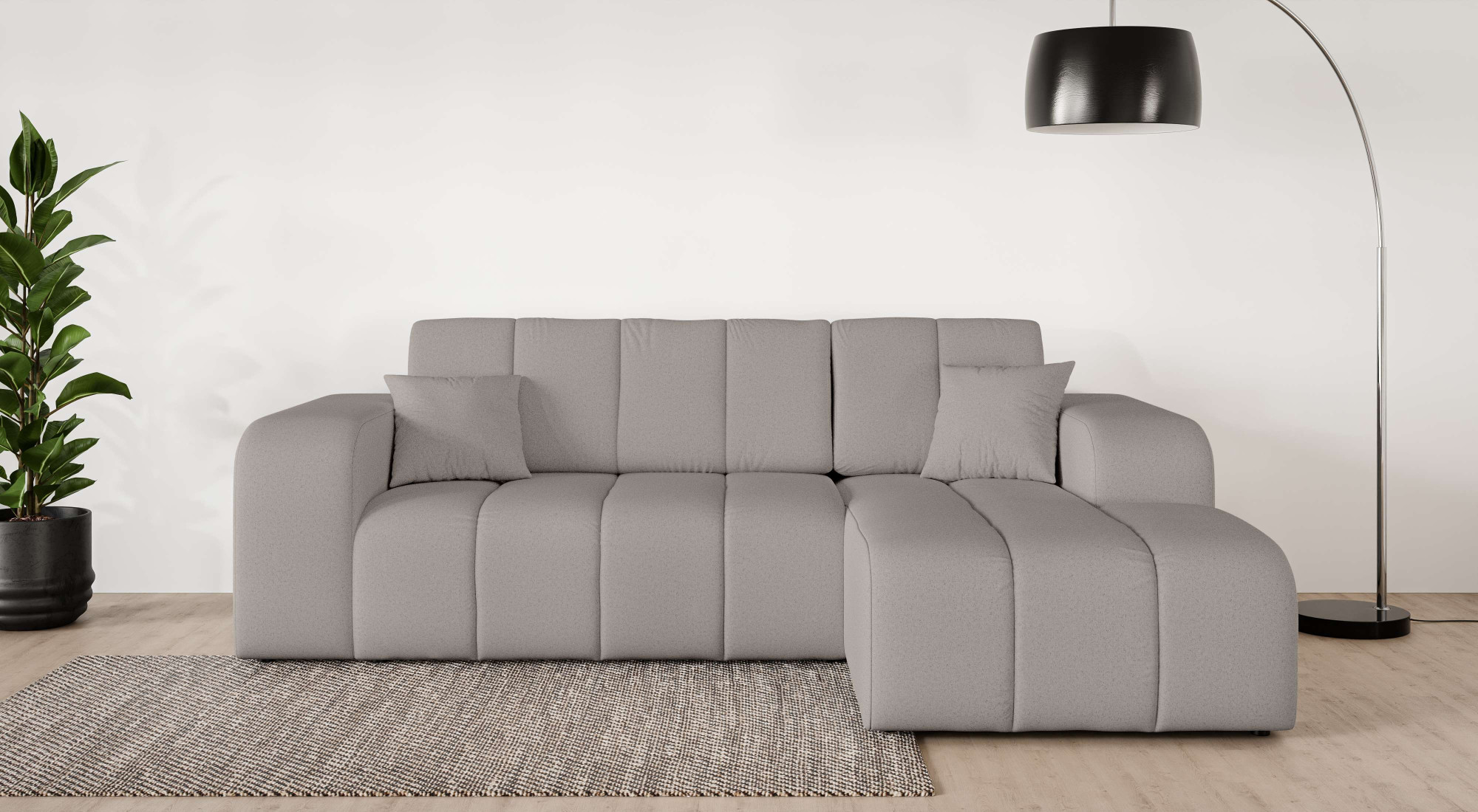 OTTO home Ecksofa "CASSY L-Form, Schlafsofa mit Bettkasten, Maße B/T/H: 245/165/88 cm" mit 2 Rückenkissen, Recamiere rechts oder links bestellbar