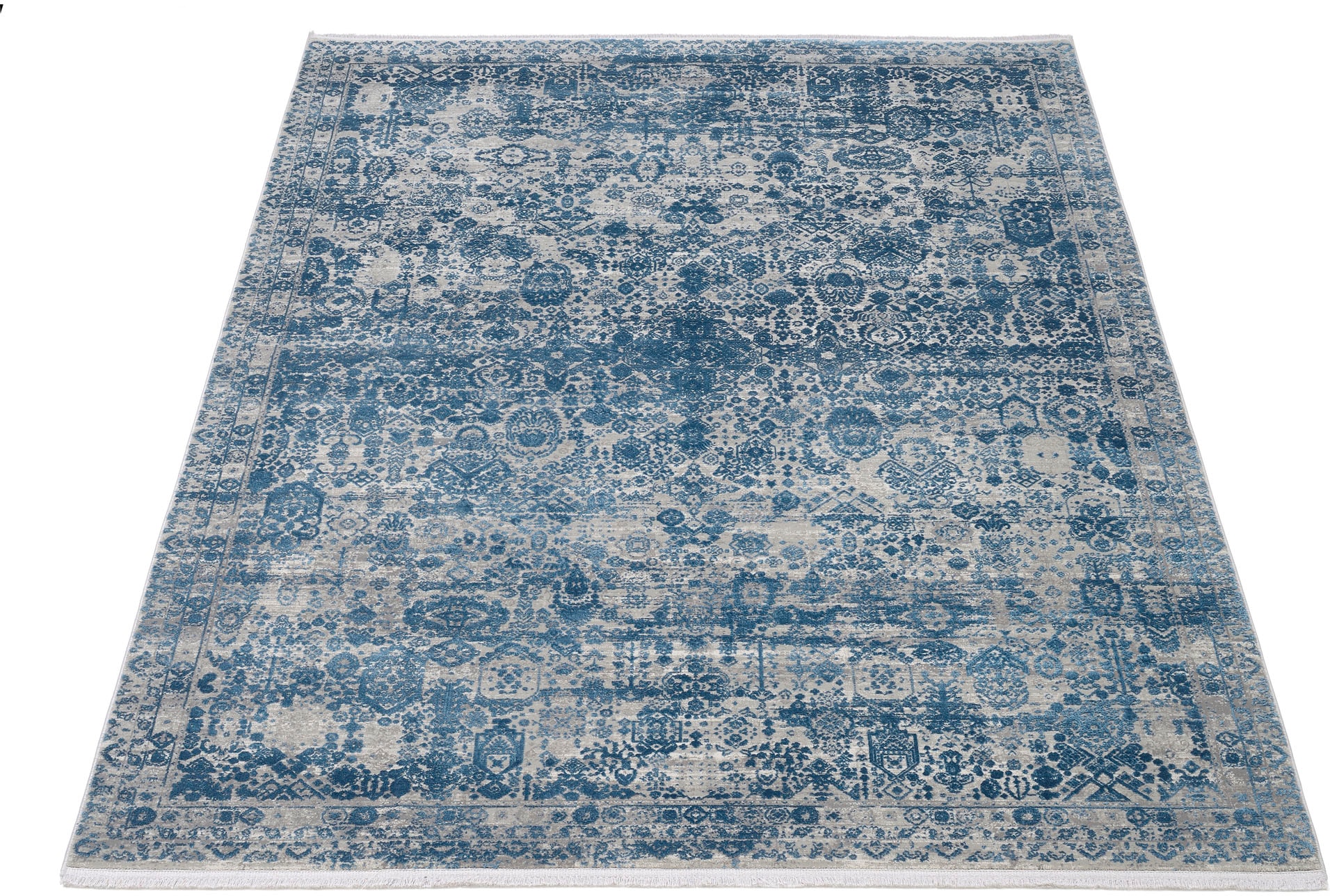 OCI DIE TEPPICHMARKE Teppich "COLOUR TADI" rechteckig 8 mm Höhe Glanz Viskose, mit Fransen, Hoch Tief Struktur, Vintage, Wohnzimmer