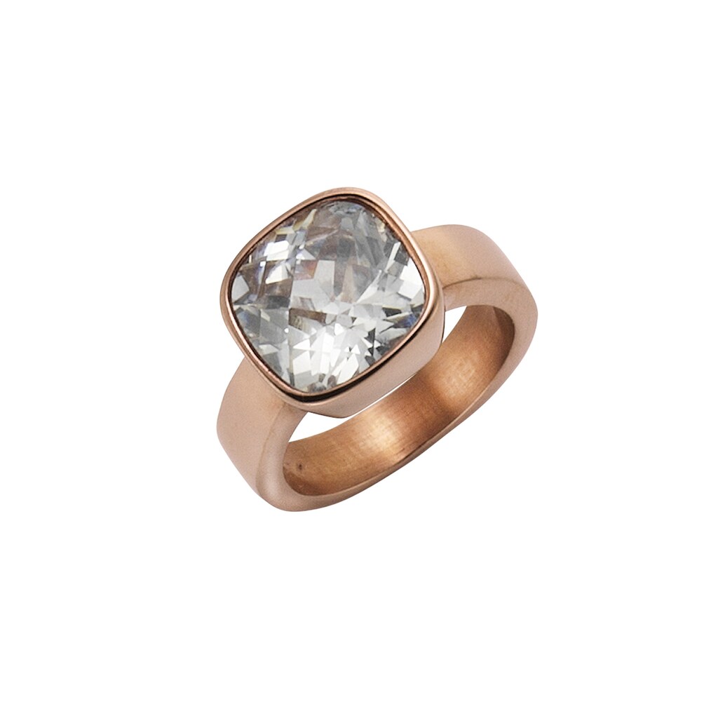 Zeeme Fingerring »Edelstahl rose Zirkonia weiß«