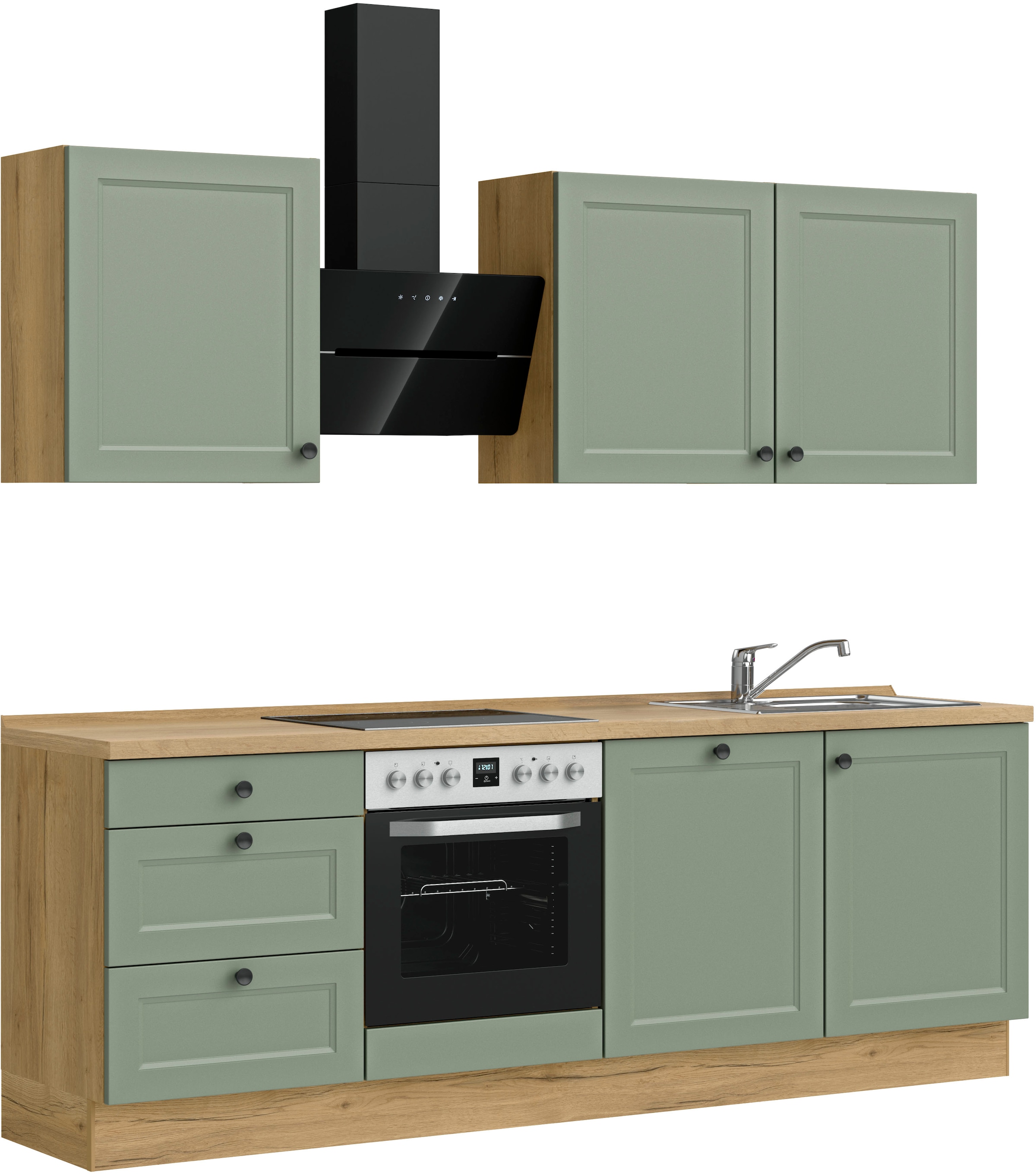 nobilia® Küchenzeile »"Cascada II", NEU: individuell anpassbar mit gratis Profi-Beratung« vormontiert, Breite 240 cm, Ausrichtung wählbar, wahlw. mit E-Geräten