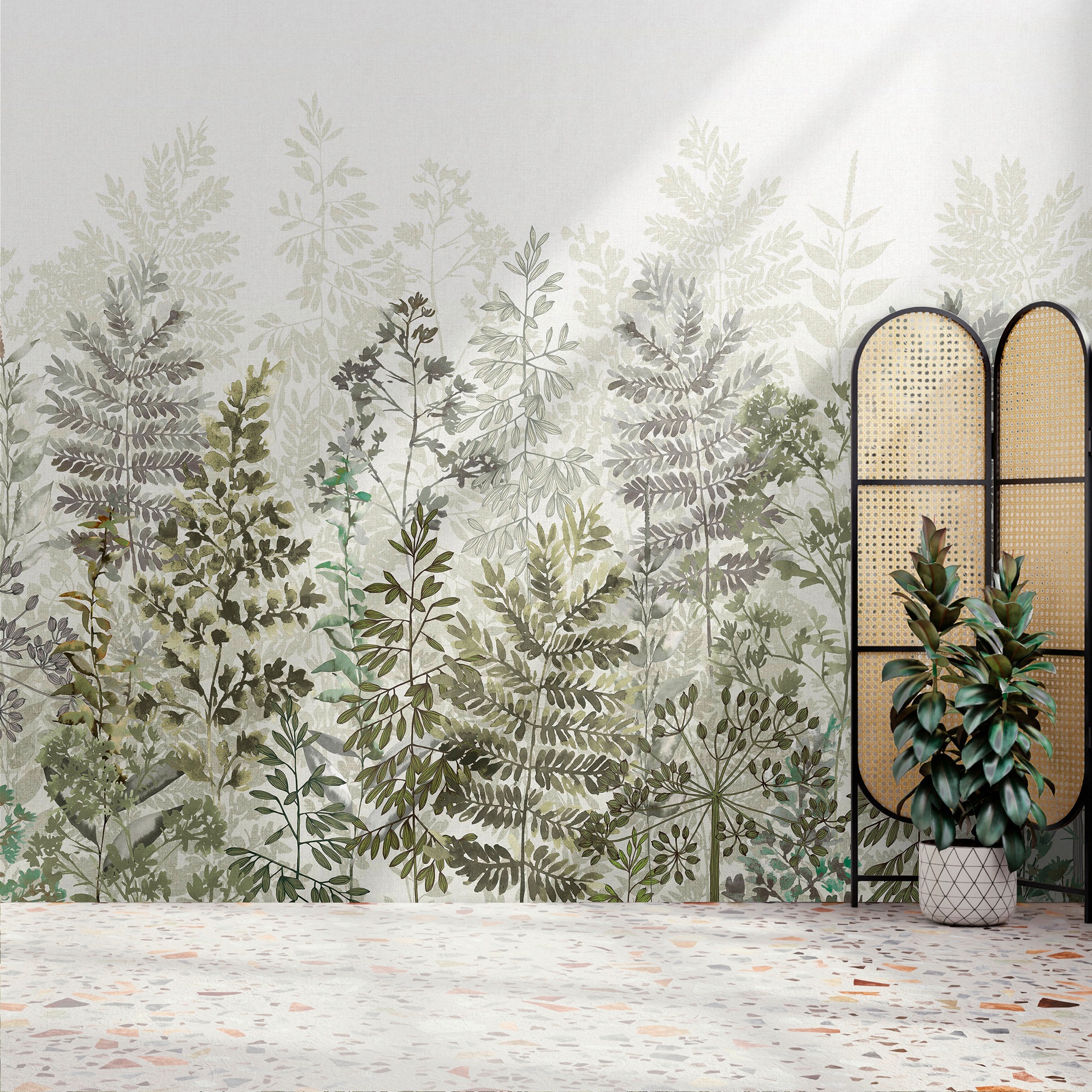 Art for the home Fototapete »Blatt-Silhouette« Motiv glatt Design Tapeten