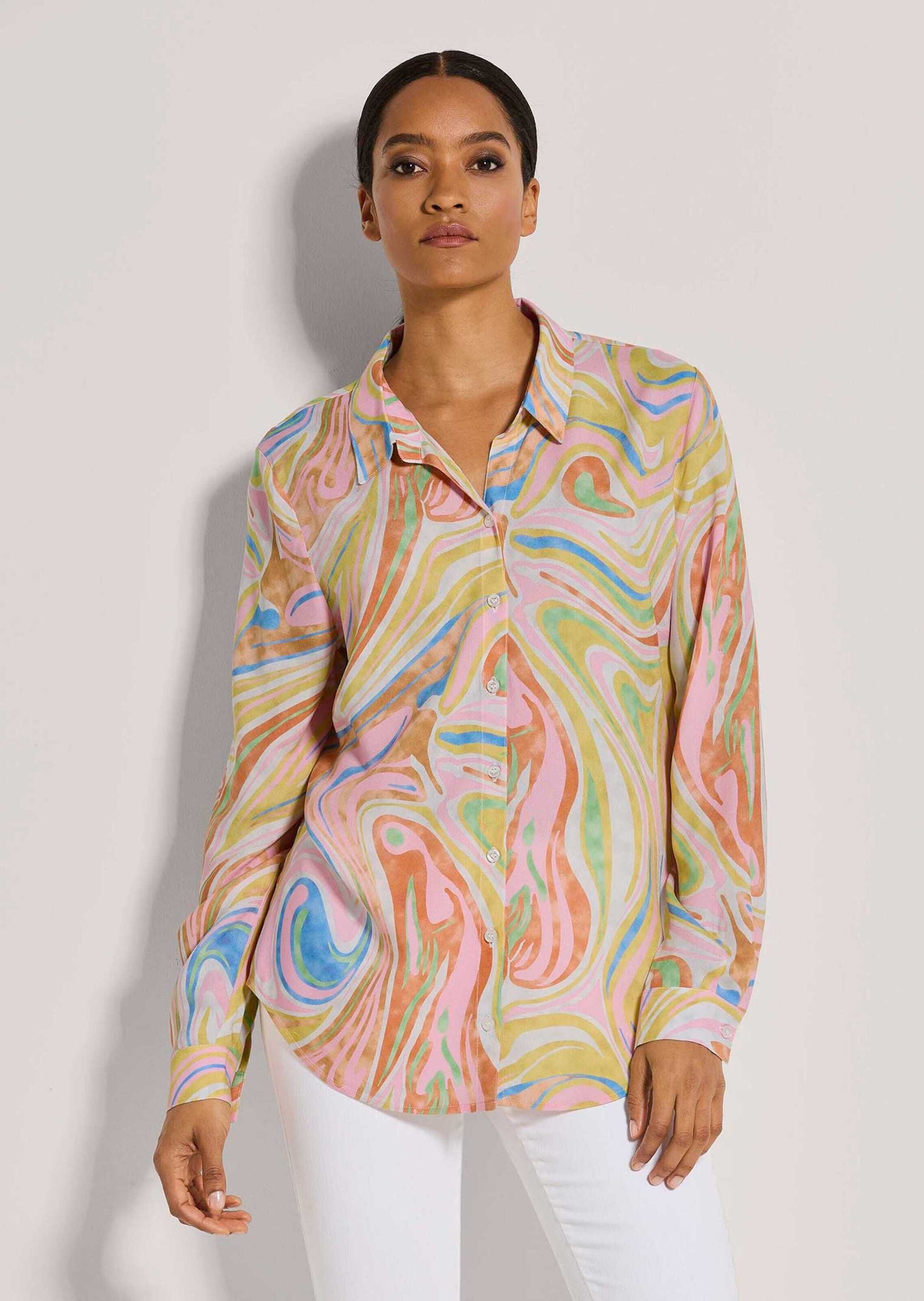 MADELEINE Hemdbluse »Bluse Longbluse mit Unikat-Print«