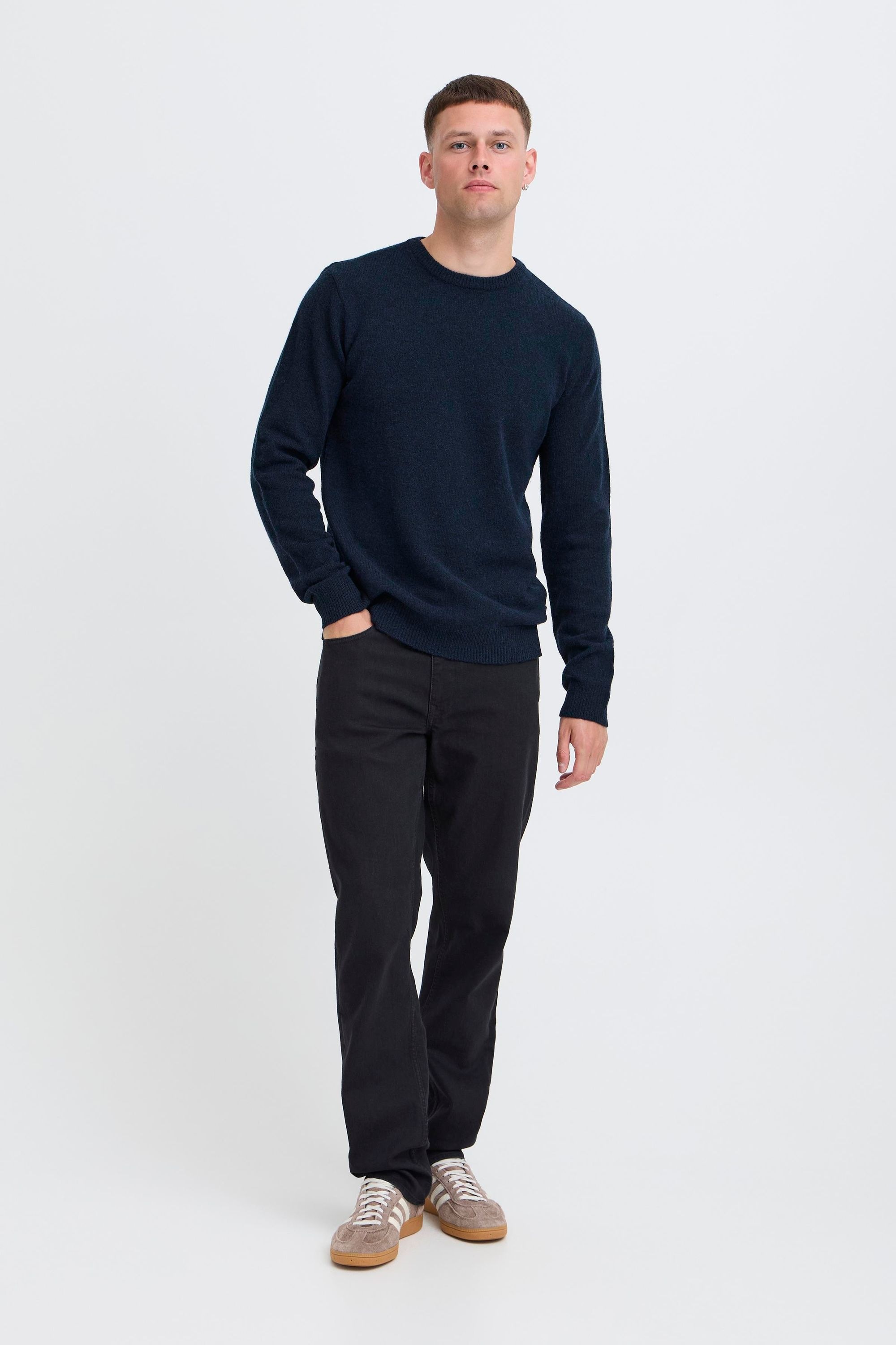 Strickpullover BLEND "BHBranko", Herren, Gr. XXL, salute melange, Feinstrick, 60% Wolle, 40% Nylon, meliert, Basic, normal normal, Rundhals, Pullover Strickpullover, Stilvoller Basic Strickpullover 5
