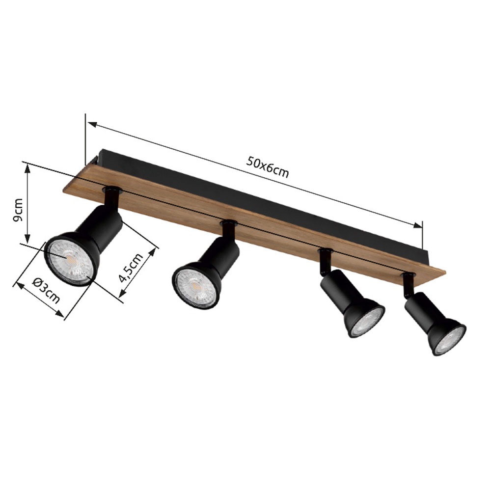 GLOBO LIGHTING Deckenspot »DREW« GU10 1 Stk. Strahler Holz/Schwarz, GU10