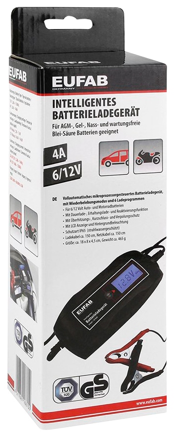 Eufab Intelligentes Batterieladegerät 6/12V 4A, auch für