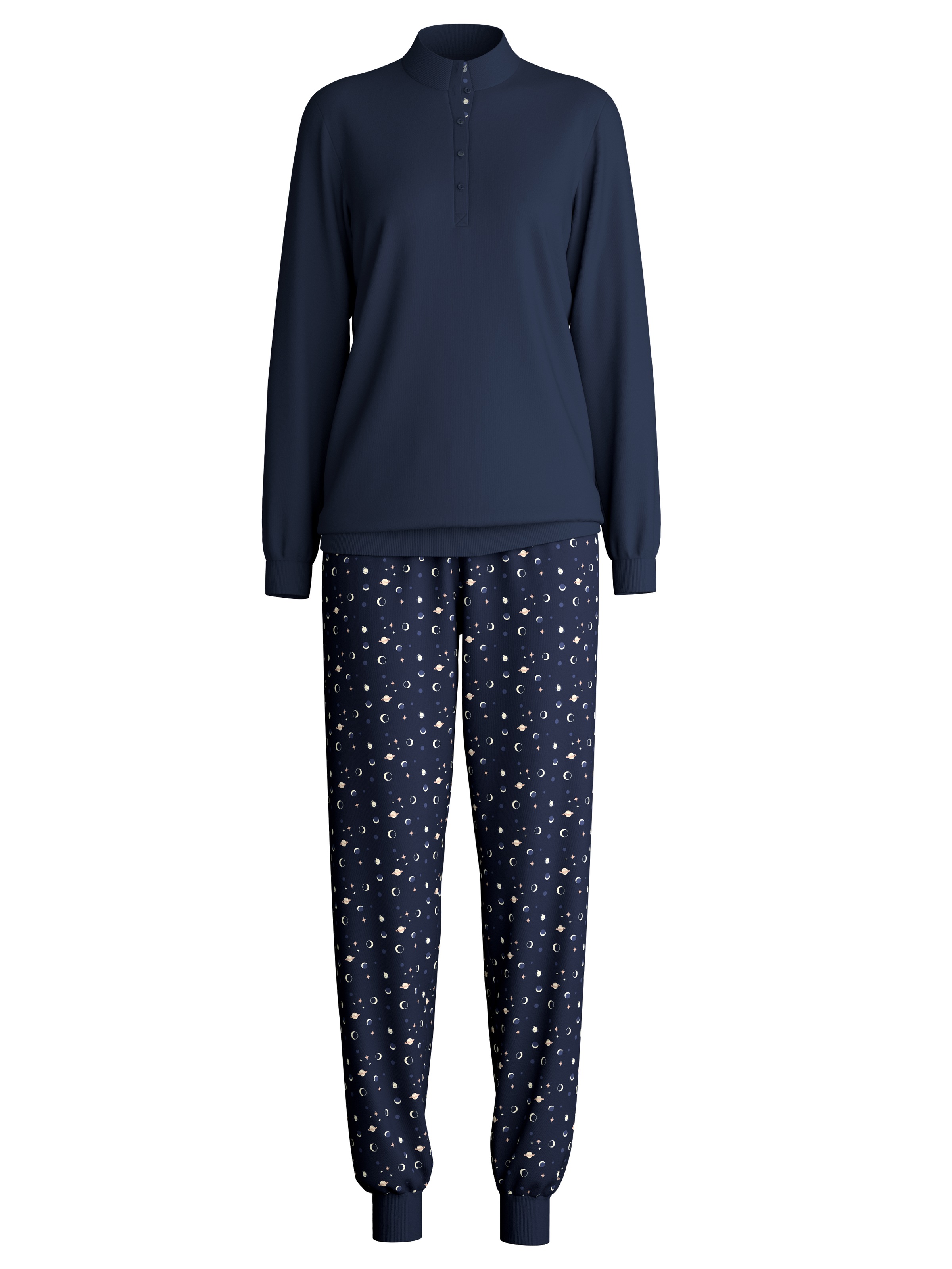 CALIDA Schlafanzug "Midnight Dreams" 2 Stk. tlg., V-Ausschnitt, Langarm, Si günstig online kaufen