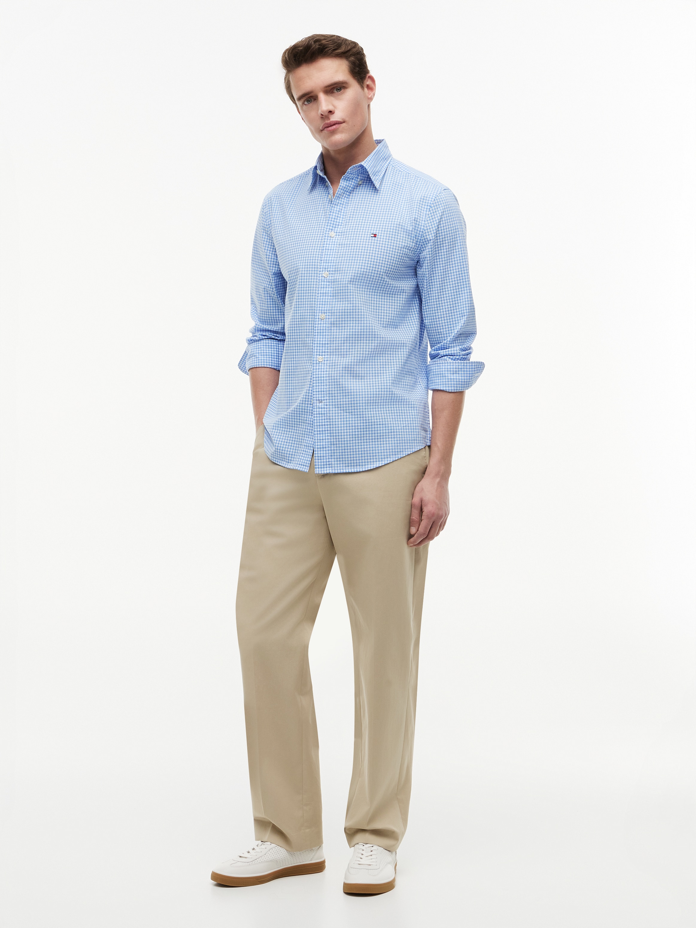 Tommy Hilfiger Langarmhemd »FLEX POPLIN GINGHAM SHIRT« Regular Fit Flex Cotton Gingham