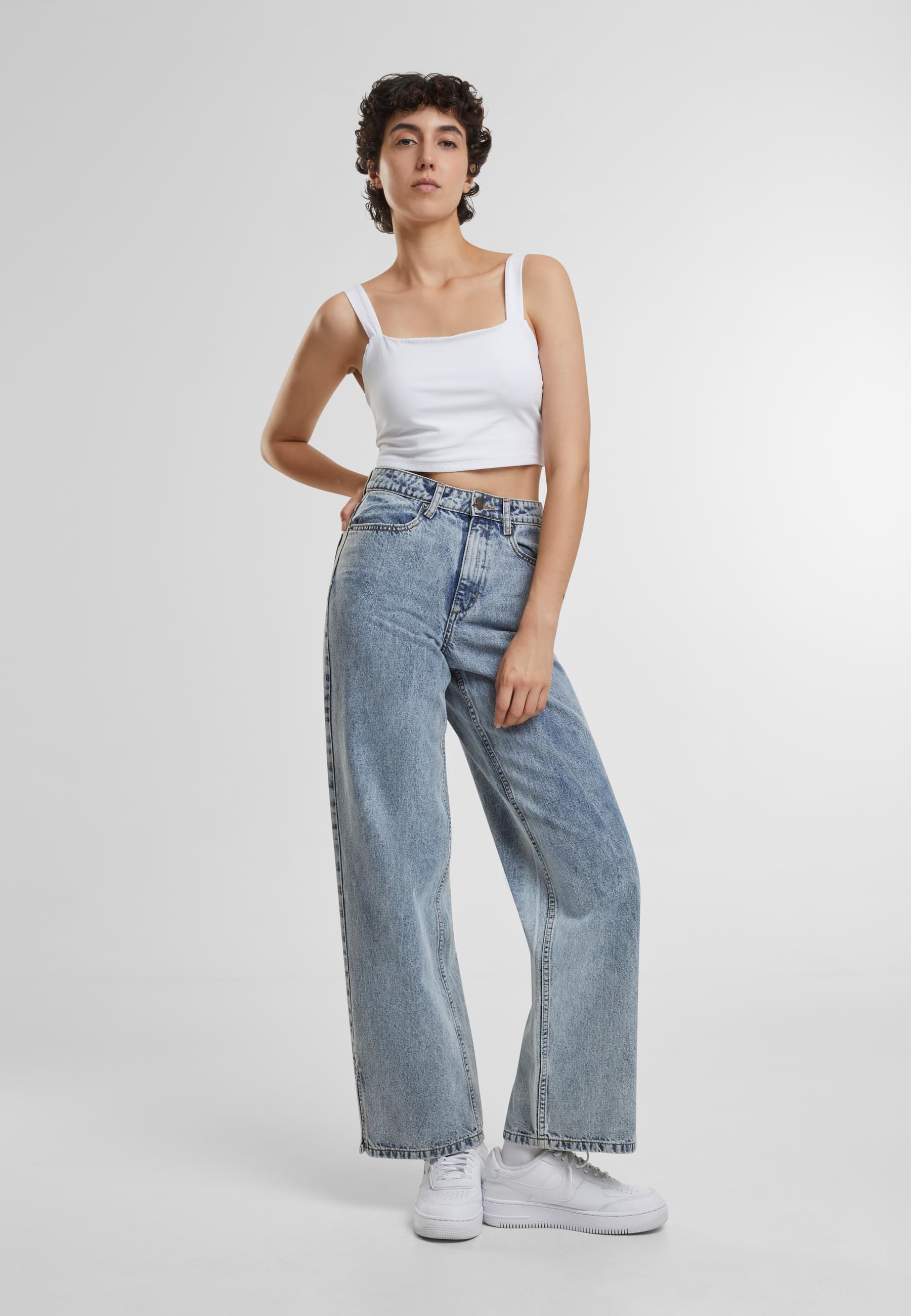 URBAN CLASSICS Bequeme Jeans »Urban Classics Damen Ladies Wide Leg Slit Denim«