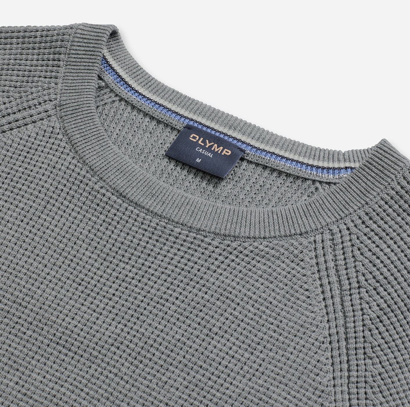 OLYMP Rundhalspullover »Waffle Structure« Rundhals, casual, unifarben, regular fit