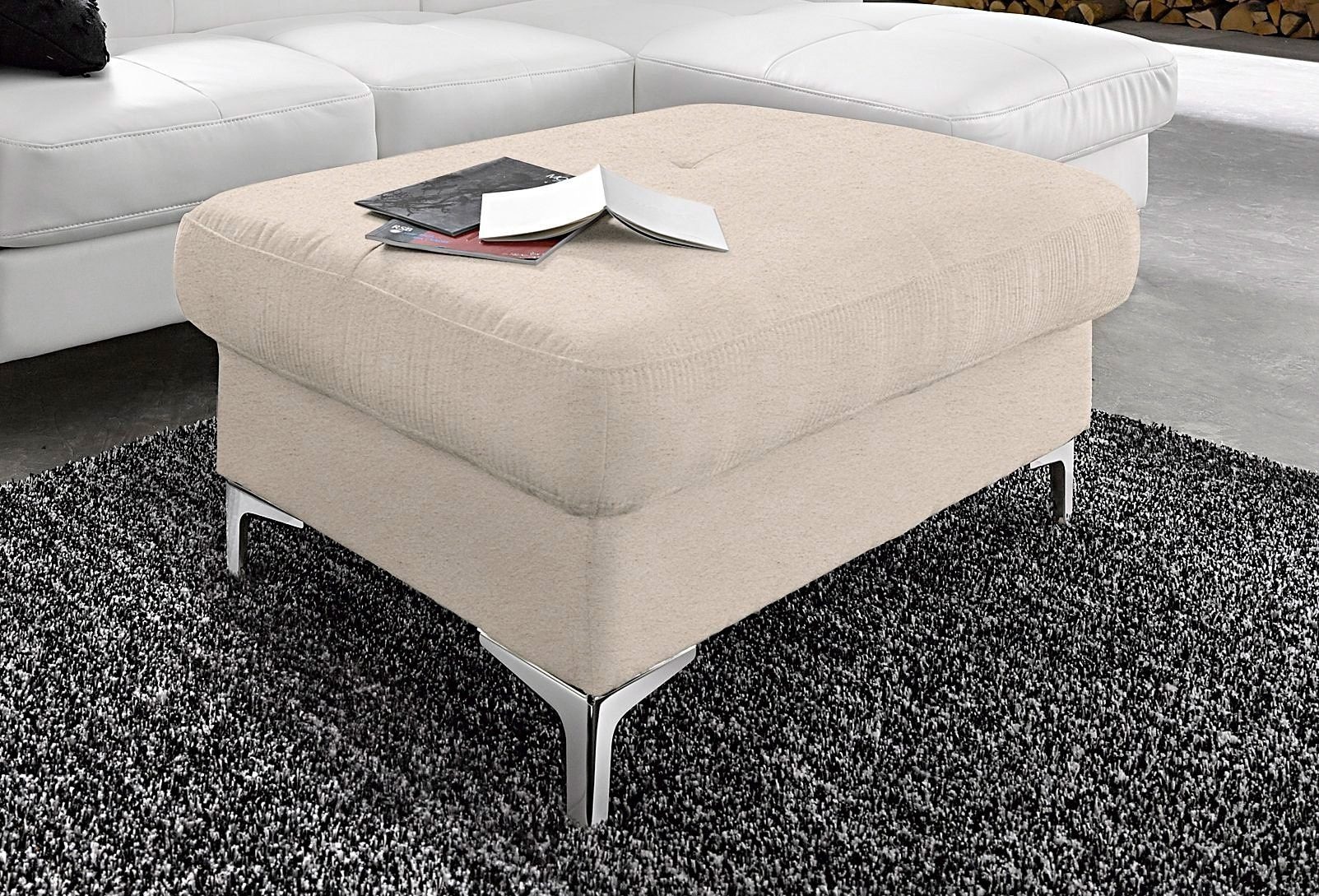 COTTA Polstergarnitur »Sammy U-Form«, (Set, Tiefe der Recamiere 169 cm), Set bestehend aus: Wohnlandschaft mit Kopfteilverstellung & Hocker