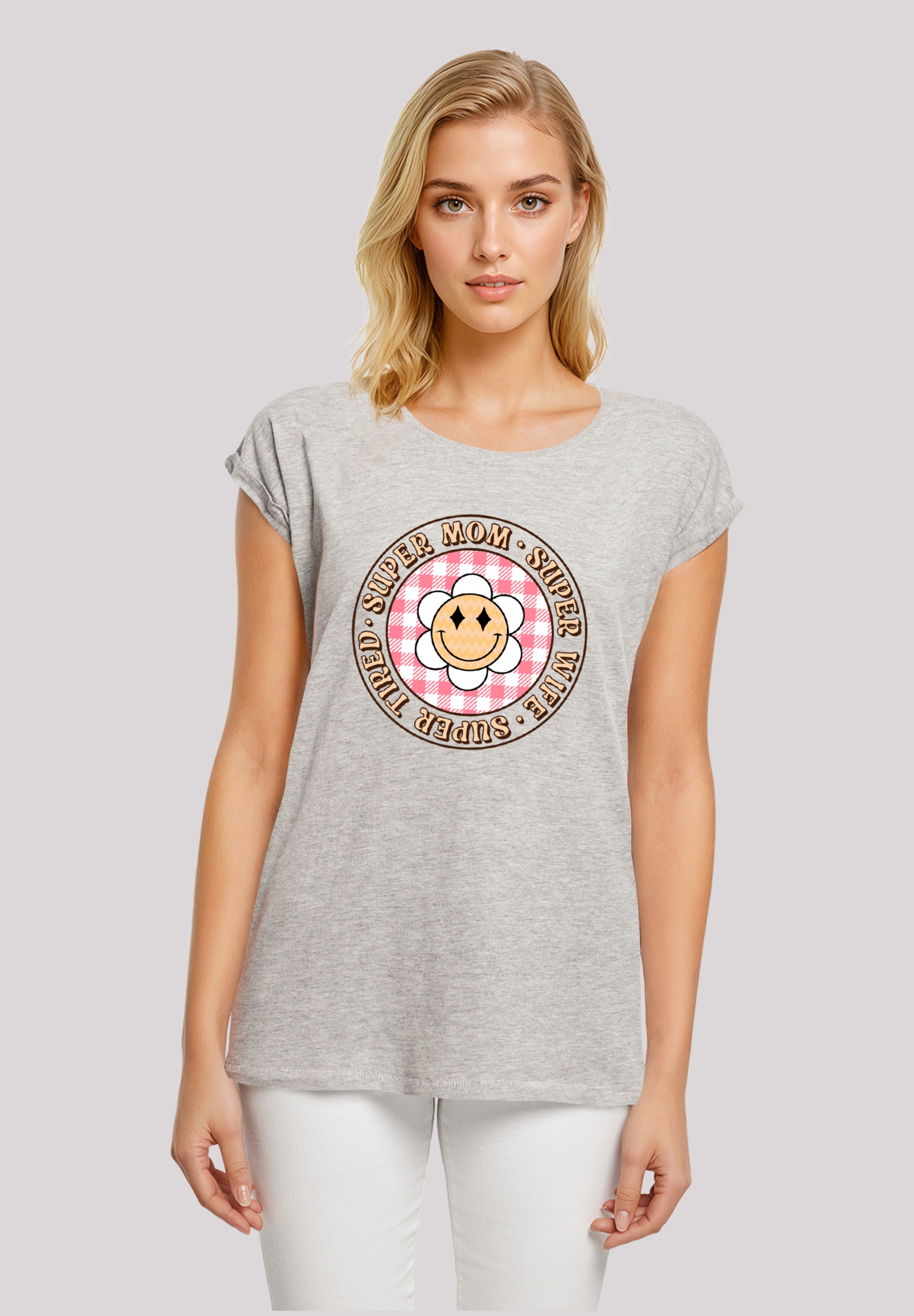 F4NT4STIC T-Shirt »Muttertag super müde Mama Retro Blumen«, Premium Qualität