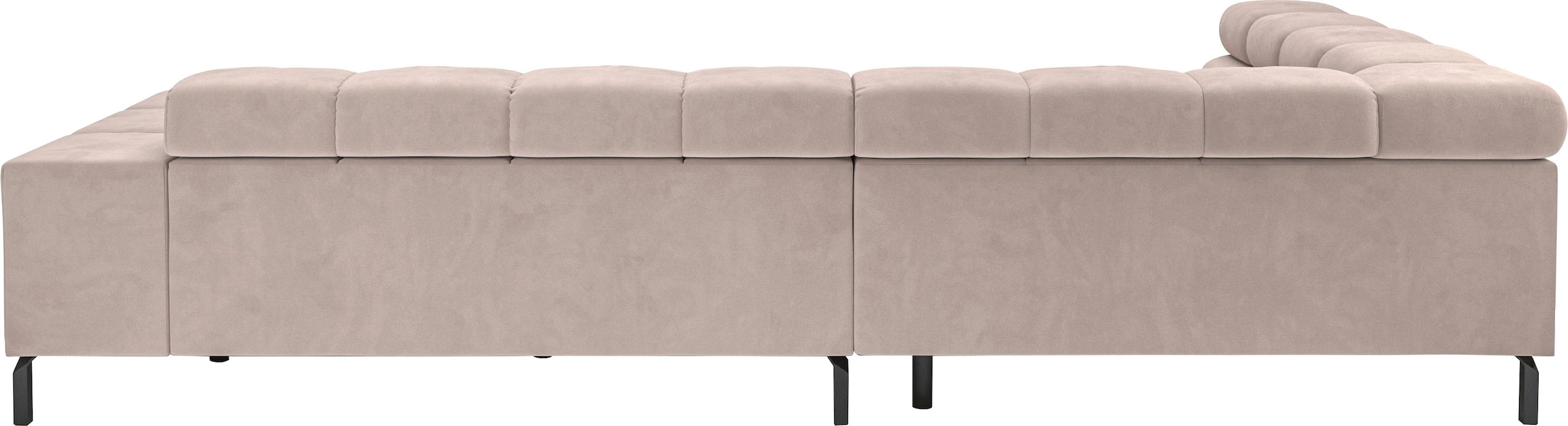 INOSIGN Ecksofa »Ancona New, wahlweise motorische Sitztiefenverstellung, auch in Cord«, feine Steppung, mit Kopfteilverstellung, 3 Zierkissen, L-Form