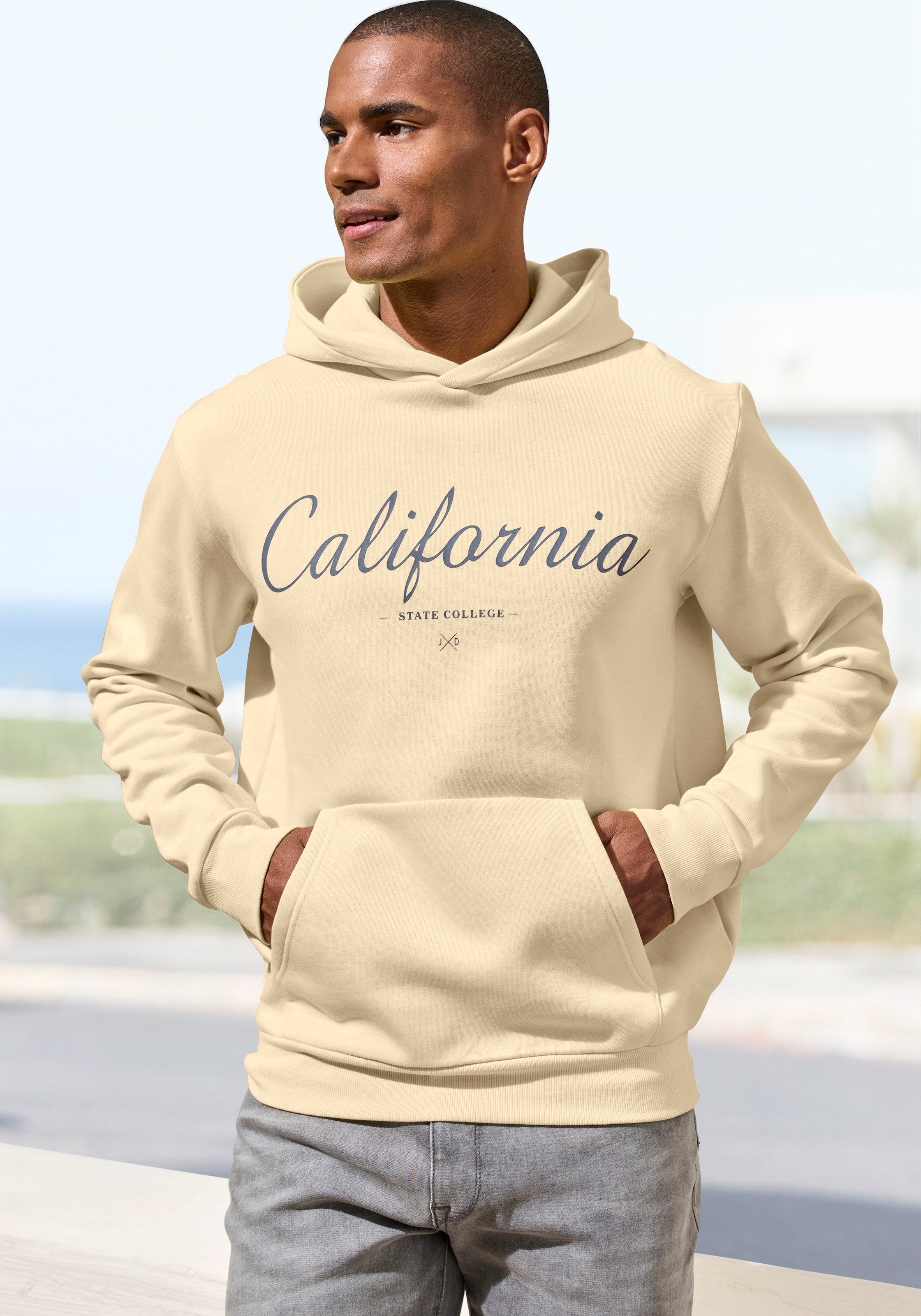 Hoodie JOHN DEVIN, Damen, Gr. 3XL (64/66), gelb, angeraute Sweatware, Obermaterial: 60% Baumwolle, 40% Polyester, unifarben, regular fit normal, Rundhals, angesetztes Bündchen, Sweatshirts Hoodie, Sweatshirt mit coolem Druck, aufgesetzter Tasche und Kapuz