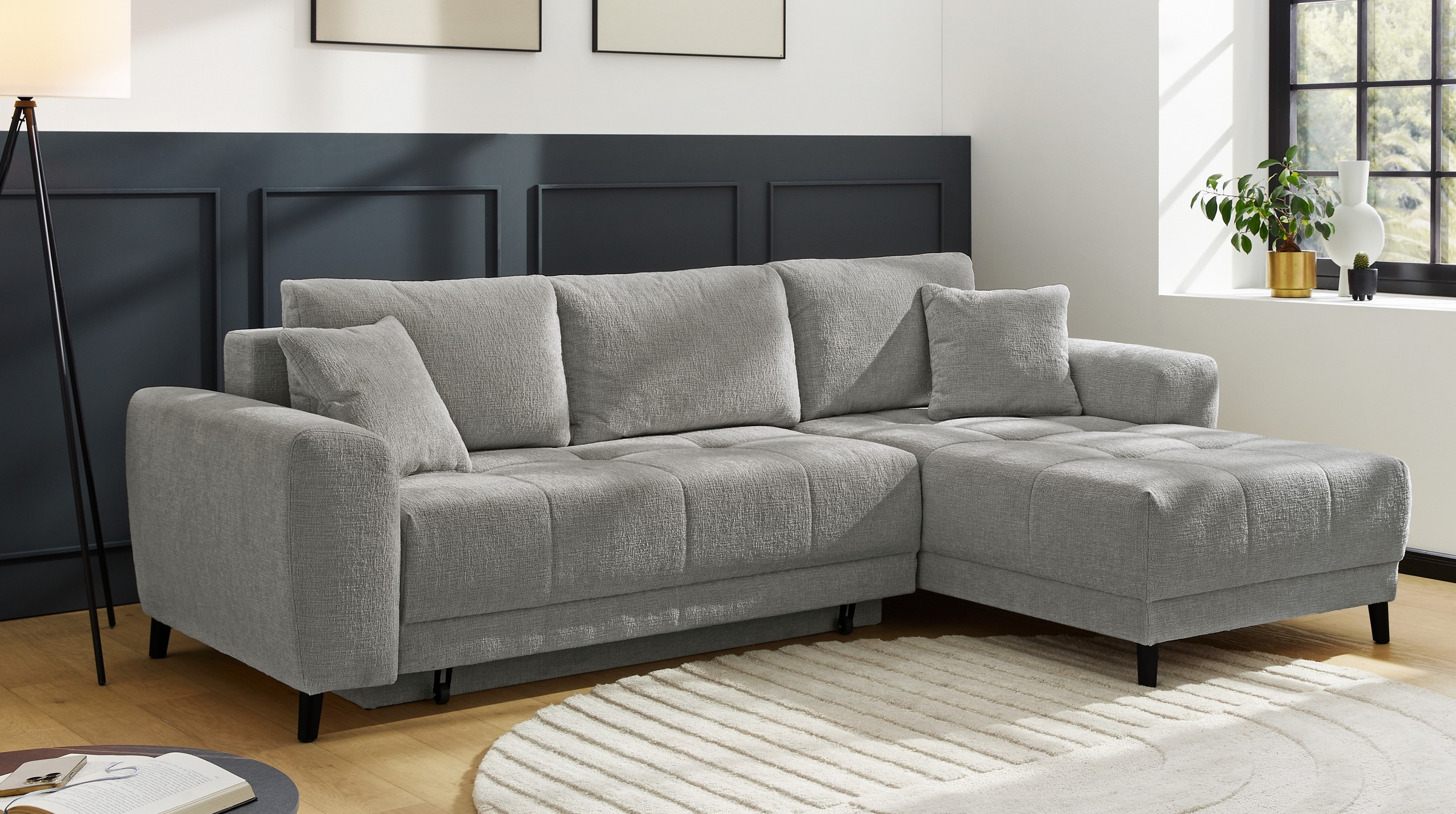 Jockenhöfer Gruppe Ecksofa "Beverly L-Form, B: 251 cm" mit Schlaffunktion, Bettkasten & Zierkissen