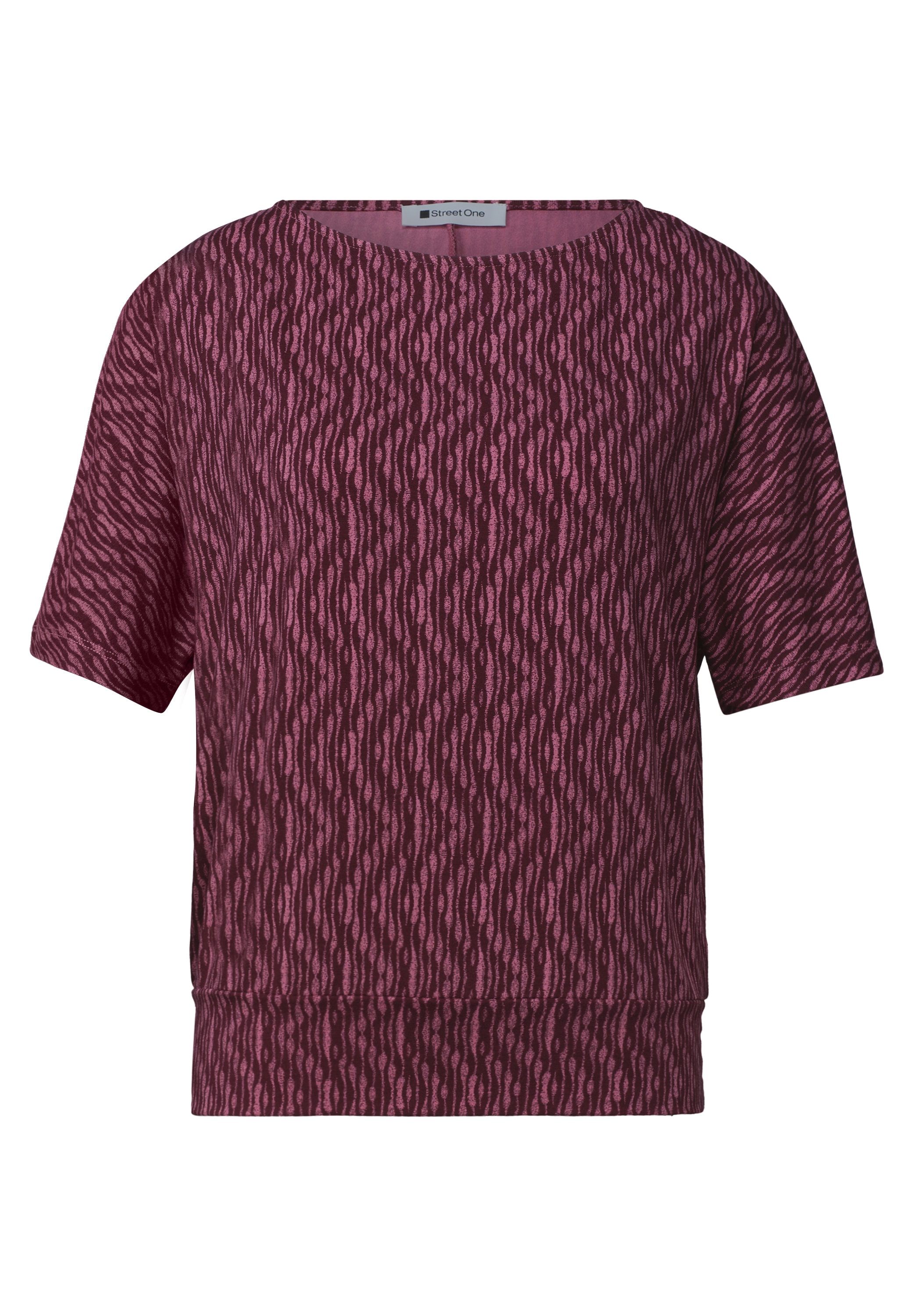 STREET ONE Rundhalsshirt Sommershirt mit ALlover-Muster und U-Boot-Ausschnitt