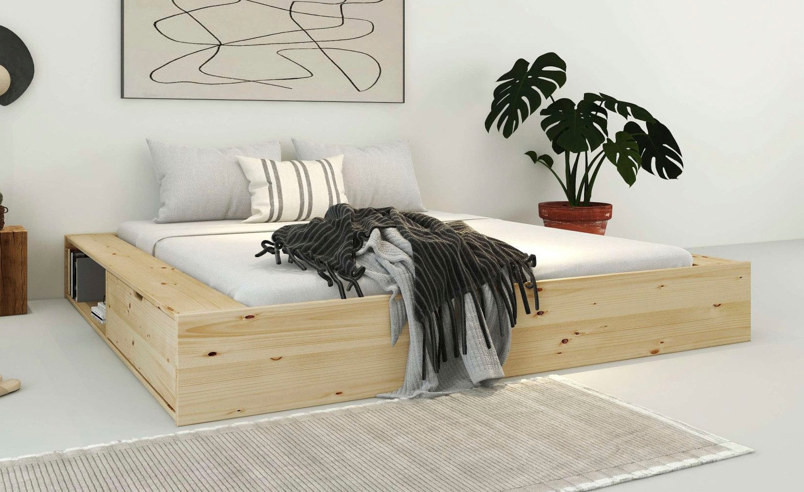 Home affaire Stauraumbett »Erno, Massivholzbett, Futonbett, 275KG belastbar«, (Breite/ Belastbarkeit: 120cm/275 KG, 180cm/275 KG), mit Lattenrost, Massivholz, FSC® zertifiziert, viel Stauraum + Ablagen