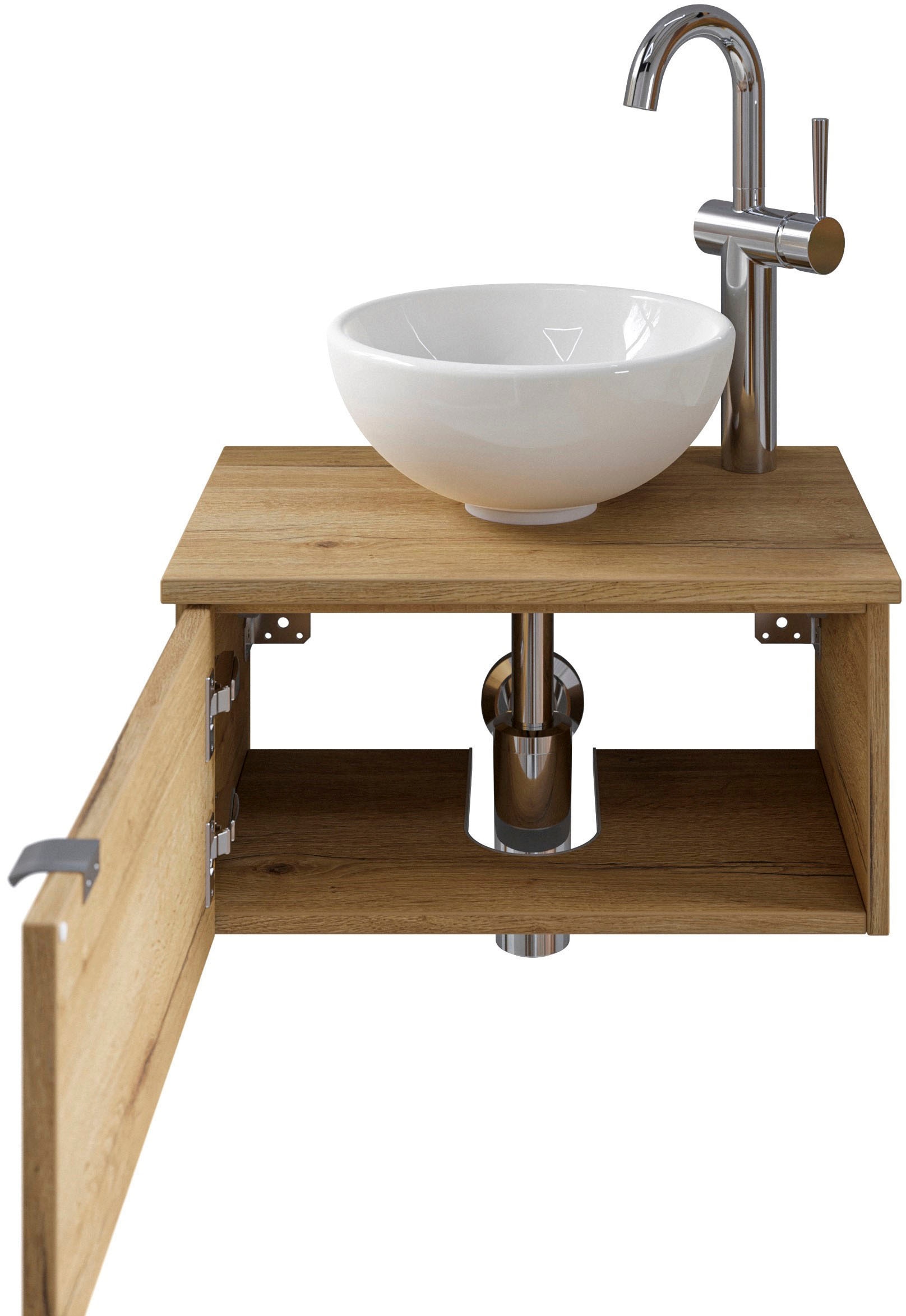 Saphir Waschtisch »Serie 6915 Waschschale mit Unterschrank für Gästebad, Gäste WC«, 51 cm breit, 1 Tür, Waschtischplatte, kleine Bäder, ohne Armatur