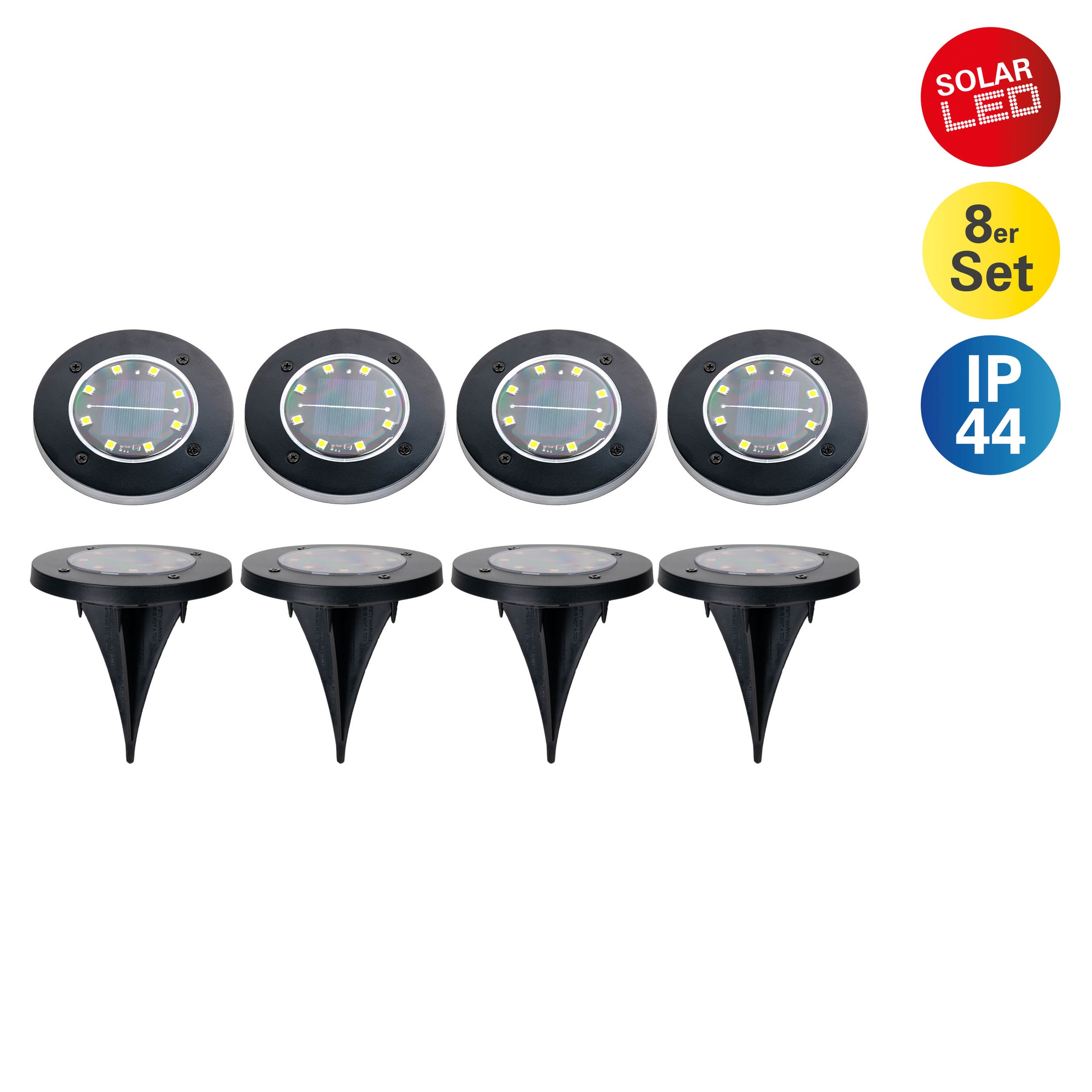 LED Solarleuchte NÄVE "Kian - Solar-Erdspieß", schwarz, H:12cm Ø:11,5cm, Leuchten, LED Solar-Boden-Erdspieß, Set, Solar-Lampe, Bodenleuchte