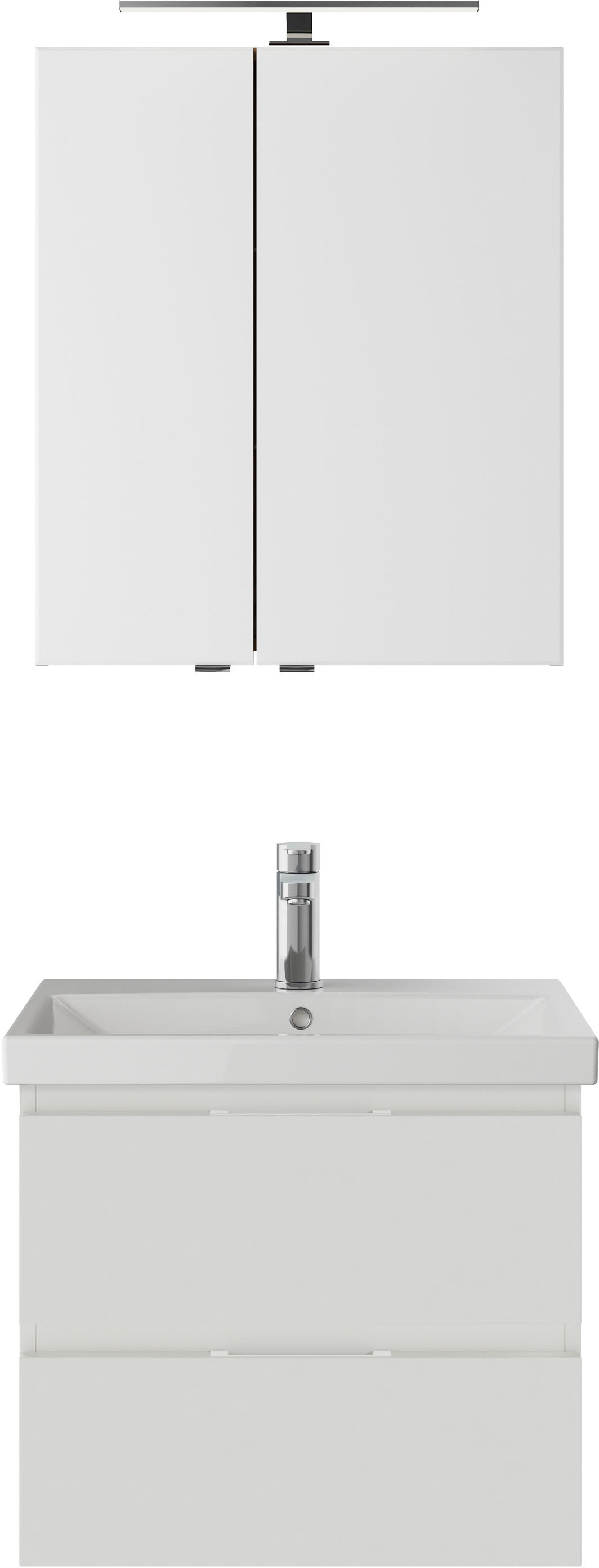 Saphir Badmöbel-Set »Serie 4035 2-teilig, Keramikwaschtisch mit LED-Spiegelschrank«, (Set), 60 cm breit, inkl. Türdämpfer, 2 Schubladen, 2 Türen, 2 Einlegeböden