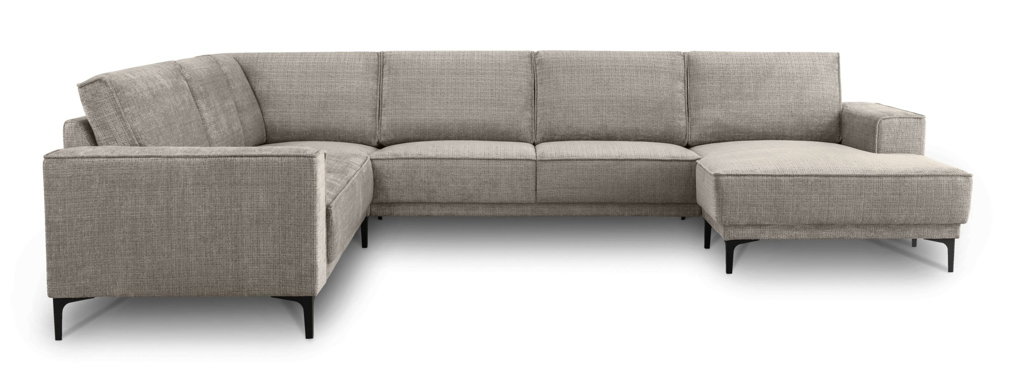 Places of Style Wohnlandschaft »XXL Sofa Oland, Struktur, Flachgewebe, Luxus-Microfaser, Boucle«, U-Form, 342 cm, Wellenunterfederung, Skandi-Design, Metallfüße