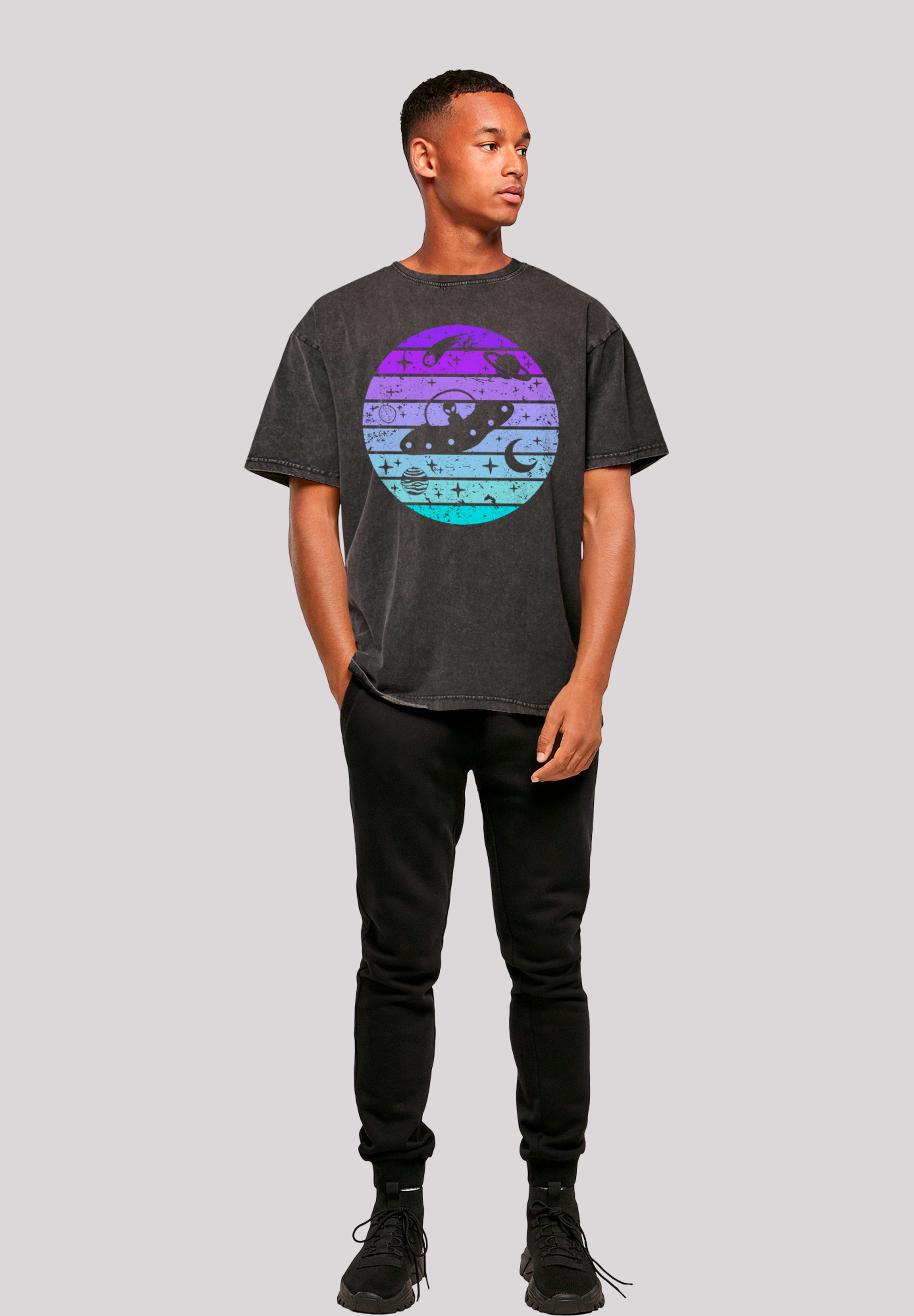 F4NT4STIC T-Shirt »Retro Alien Weltraum Sonnenuntergang«, Premium Qualität