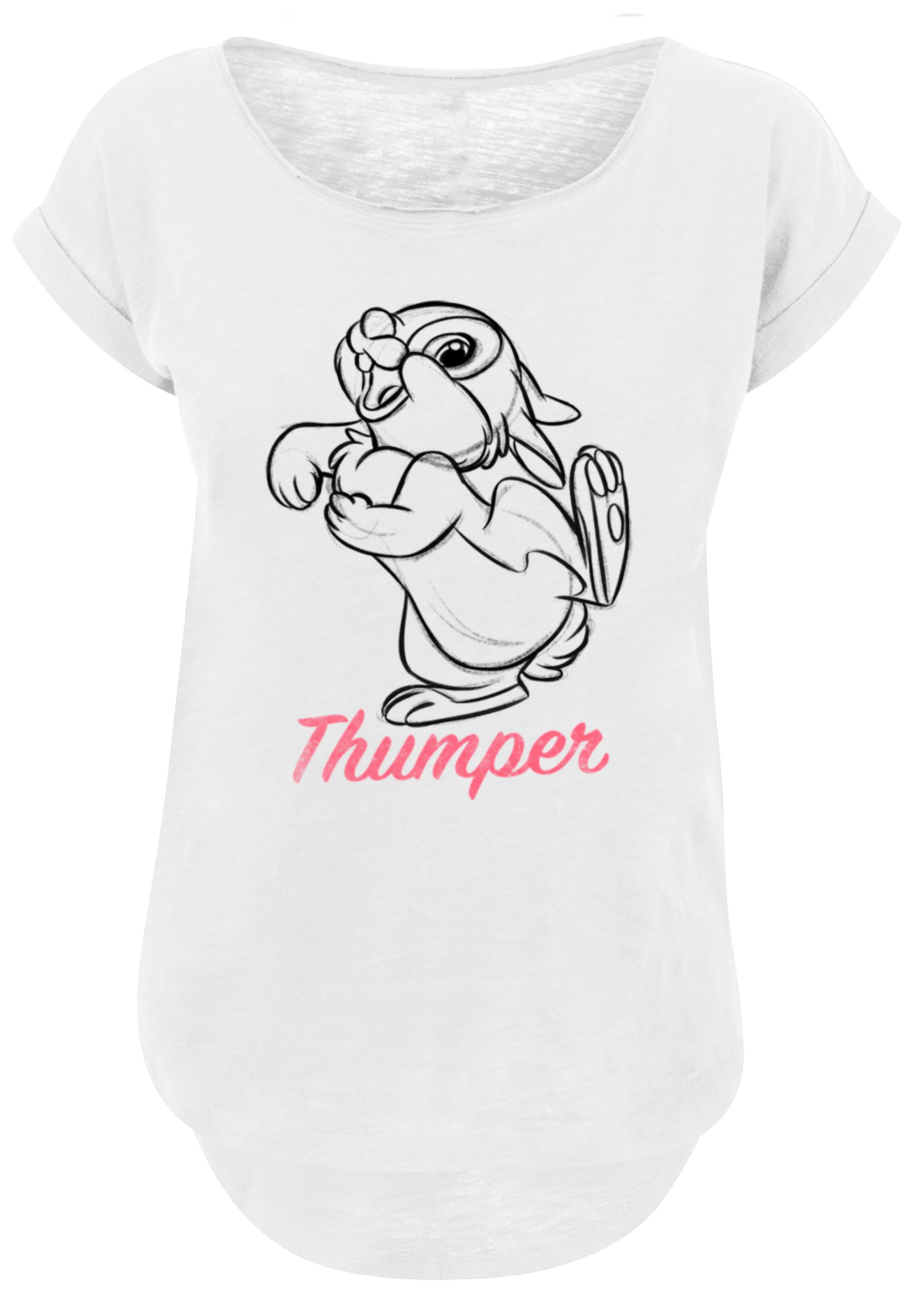 F4NT4STIC T-Shirt »Disney Bambi Klopfer Line Zeichnung«, Damen,Premium Merch,Lang,Longshirt,Bedruckt