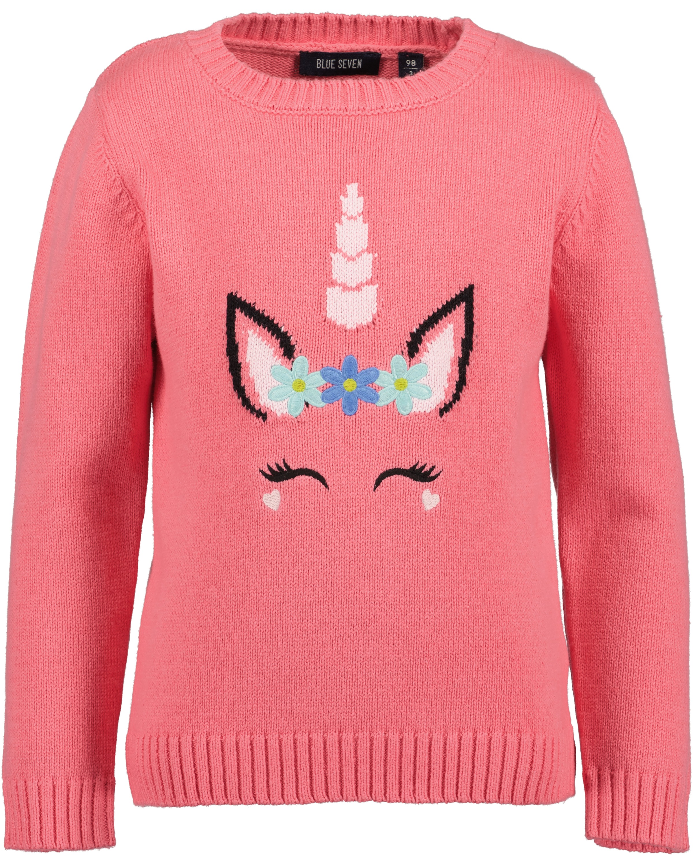 BLUE SEVEN Jungen Strickpullover, rosa, Gr. 128, bedruckt, Strick, Obermaterial: 100% Baumwolle, Pullover