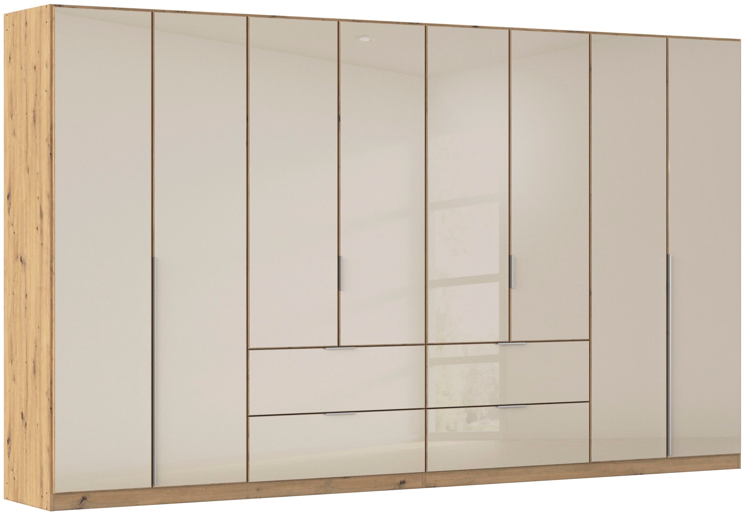 OTTO home Drehtürenschrank "Kleiderschrank Kleiderschränke Schrank Garderobe AGORDO mit Glasfront" in zwei Griff-Farben, Breiten 91-360 cm, mit Außenschubkästen, in 7 Breiten und 2 Höhen MADE IN GERMANY
