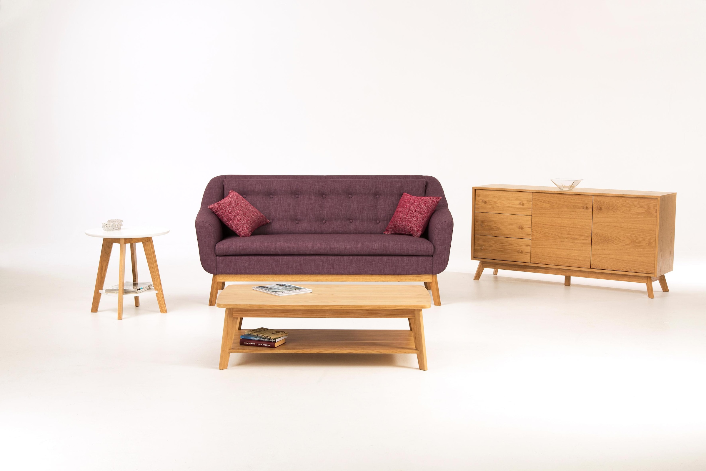 Woodman Couchtisch "Bórgvin", Breite 115 cm, zeitloses Design, mit 1 Ablageboden, Holzfurnier Eiche