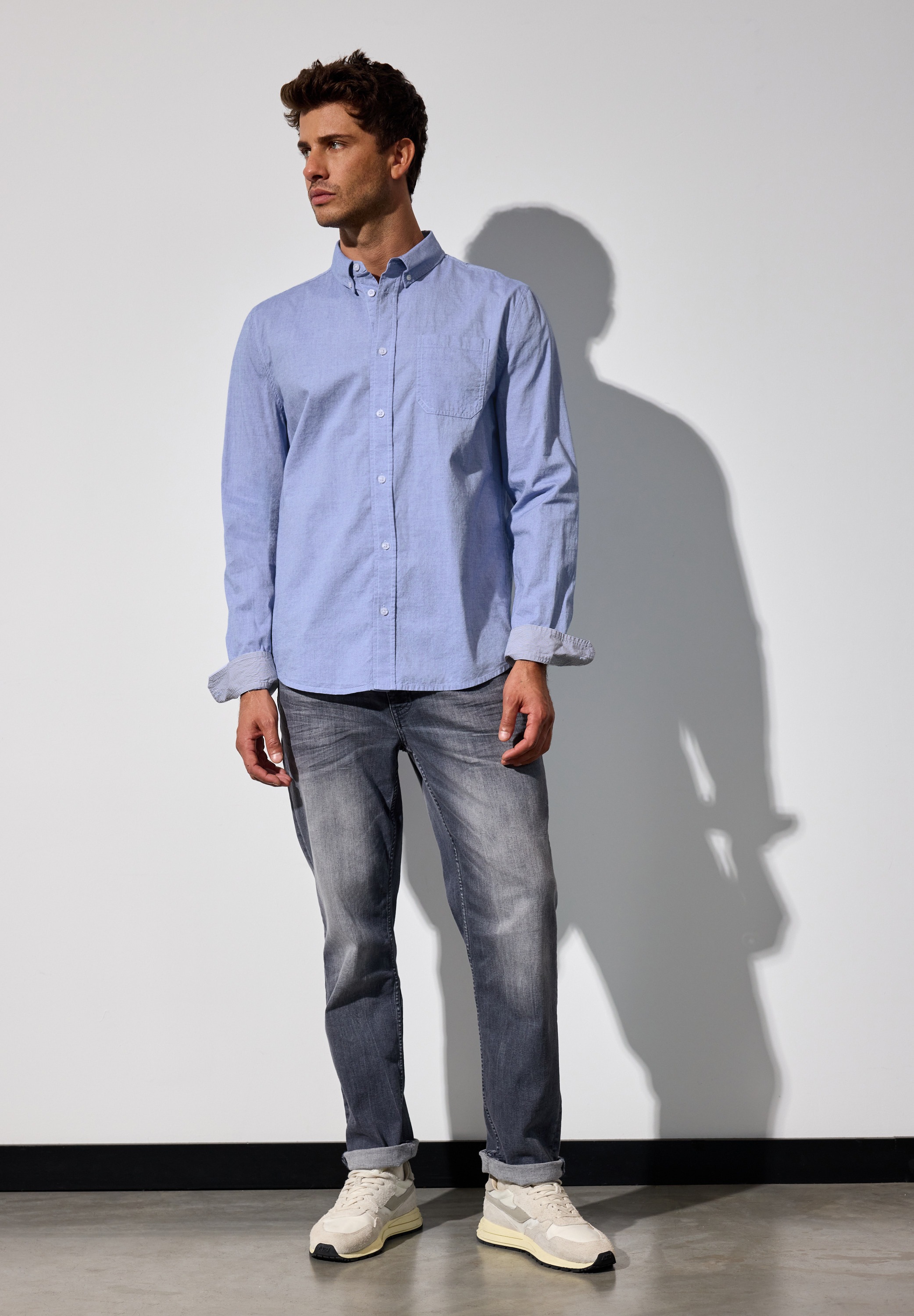 STREET ONE MEN Langarmhemd, aus reiner Baumwolle