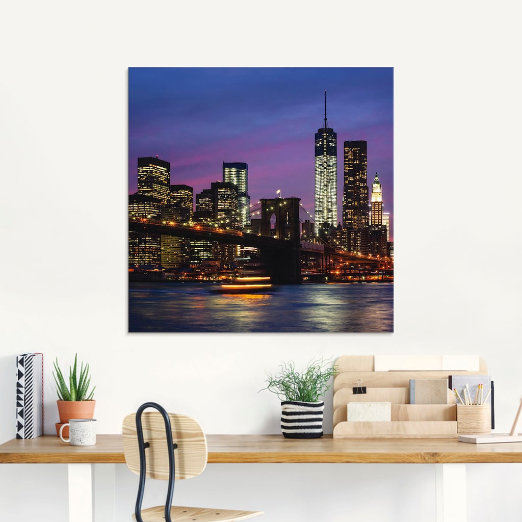 Artland Glasbild »Brooklyn Bridge«, Amerika, (1 St.)