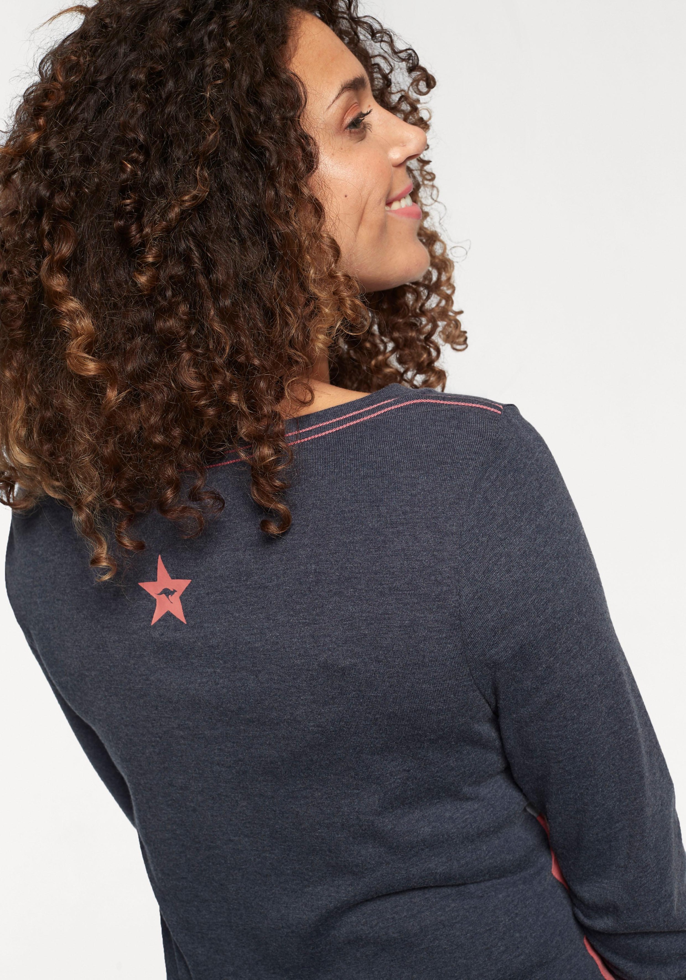 Thumbnail - KangaROOS Longsleeve Langarm, figurbetonte Passform, unifarben, Rundhalsausschnitt