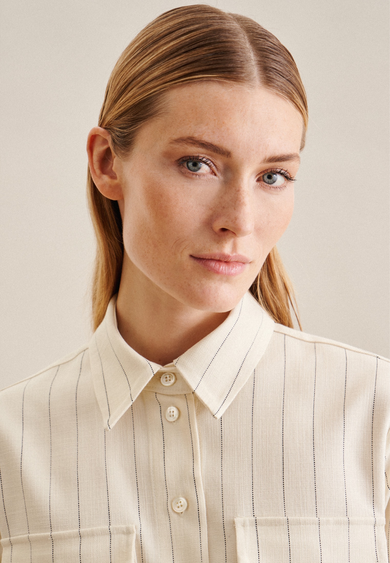 Thumbnail - seidensticker Hemdbluse "Schwarze Rose" Langarm Kragen Streifen