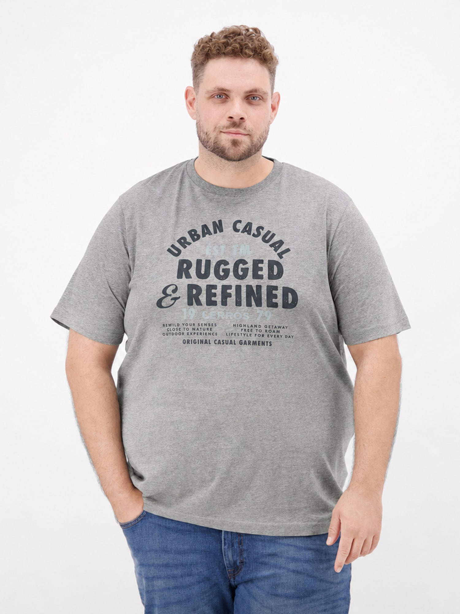 LERROS Rundhalsshirt "Baumwoll-T-Shirt mit lässigem Logo-Print in großen Größen"