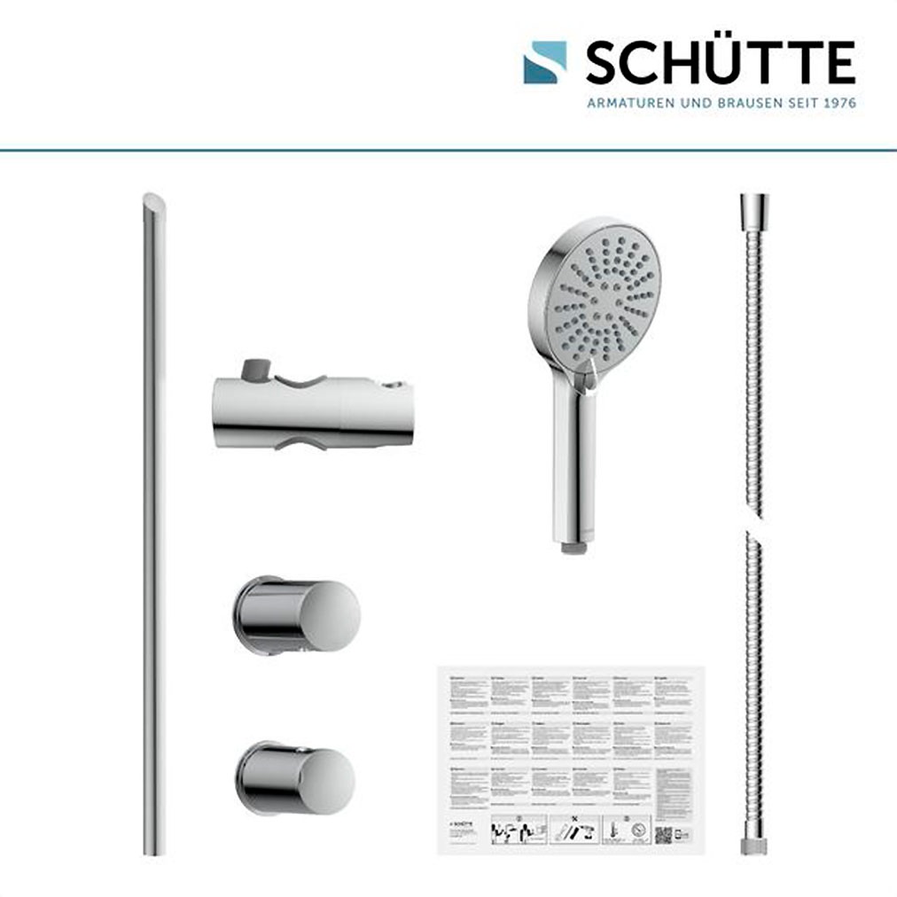 Schütte Stangenbrause-Set, (Komplett-Set), Duschset zum Kleben, ohne Bohren, Duschkopf mit Schlauch und Halterung