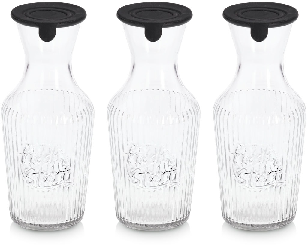 Zeller Present Karaffe "Glaskaraffe mit Silikondeckel" Rillenmuster, 1,2l günstig online kaufen