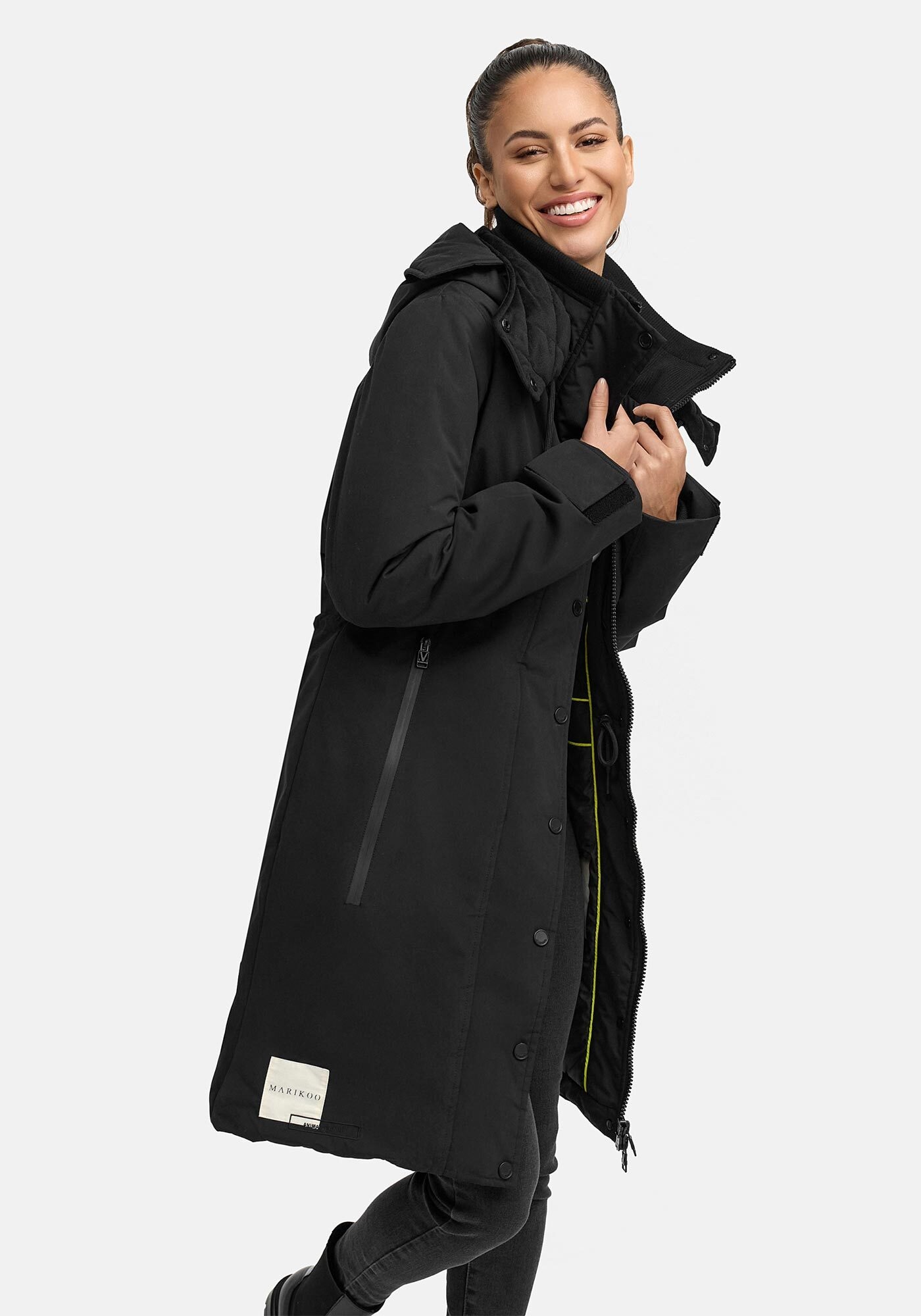 Marikoo Winterjacke »Anoukaa«, langer Parka mit abnehmbarer Kapuze