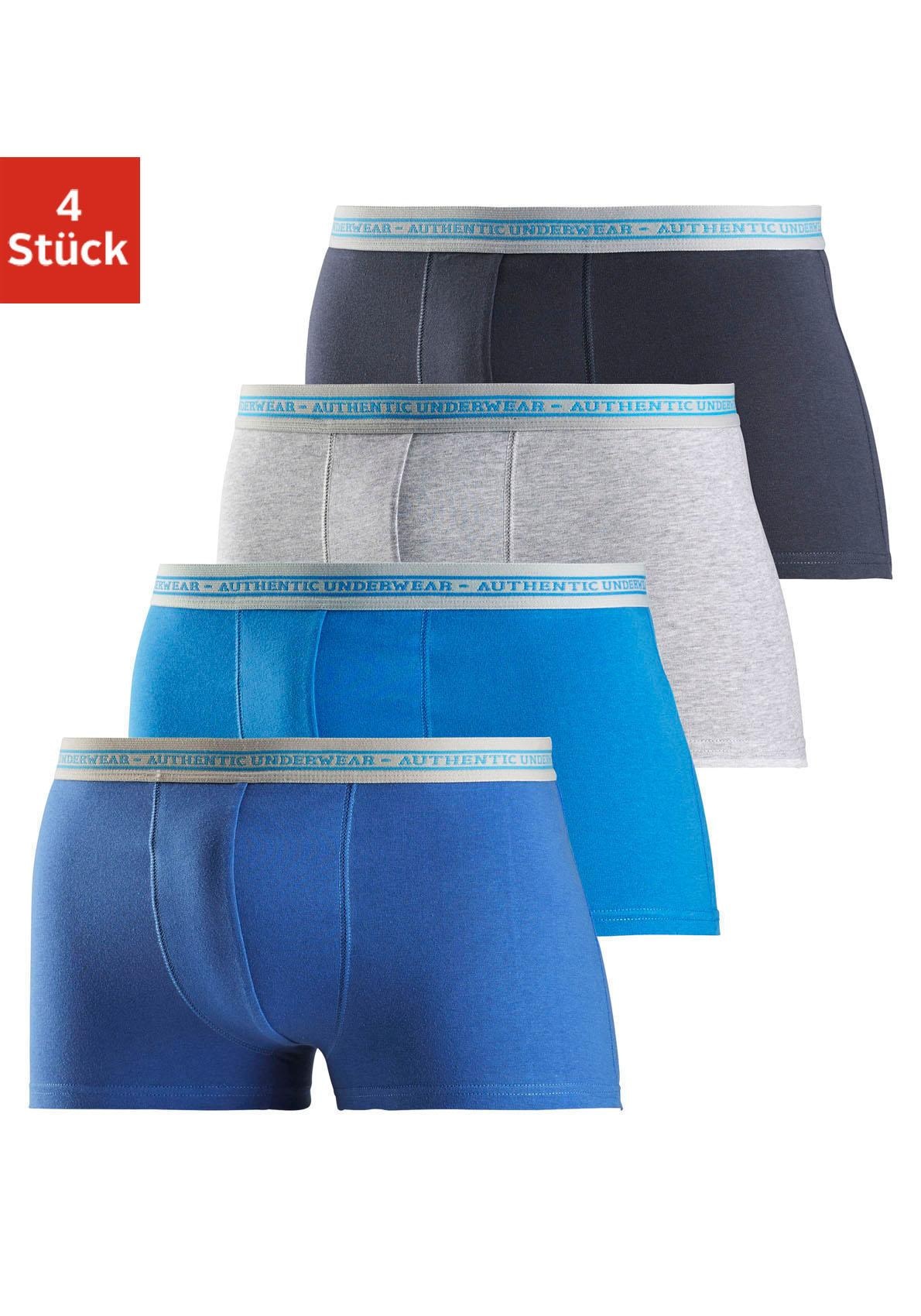 AUTHENTIC LE JOGGER Boxer "Boxershorts für Herren" Packung, 4 Stk., schwarzer Webbund mit Logoschriftzug