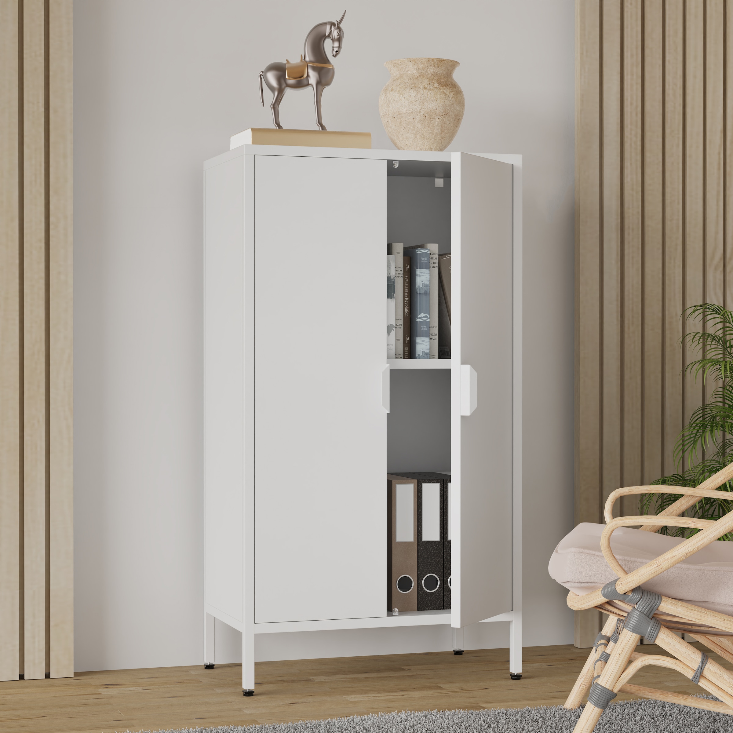 VCM Kommode »Stahl Kommode Sideboard Schrank Drehtüren Flokas M«