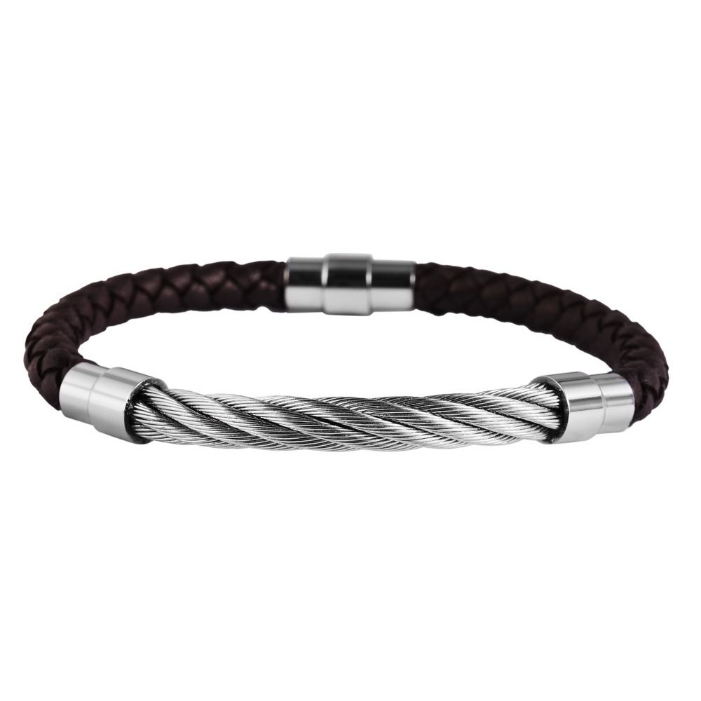 ADELIA ́S Damen Armreif "Armband – Armreif aus Leder 21 cm", 21cm, Leder, braun, Leder, Armbänder, Ein stilvolles Geschenk für besondere Momente