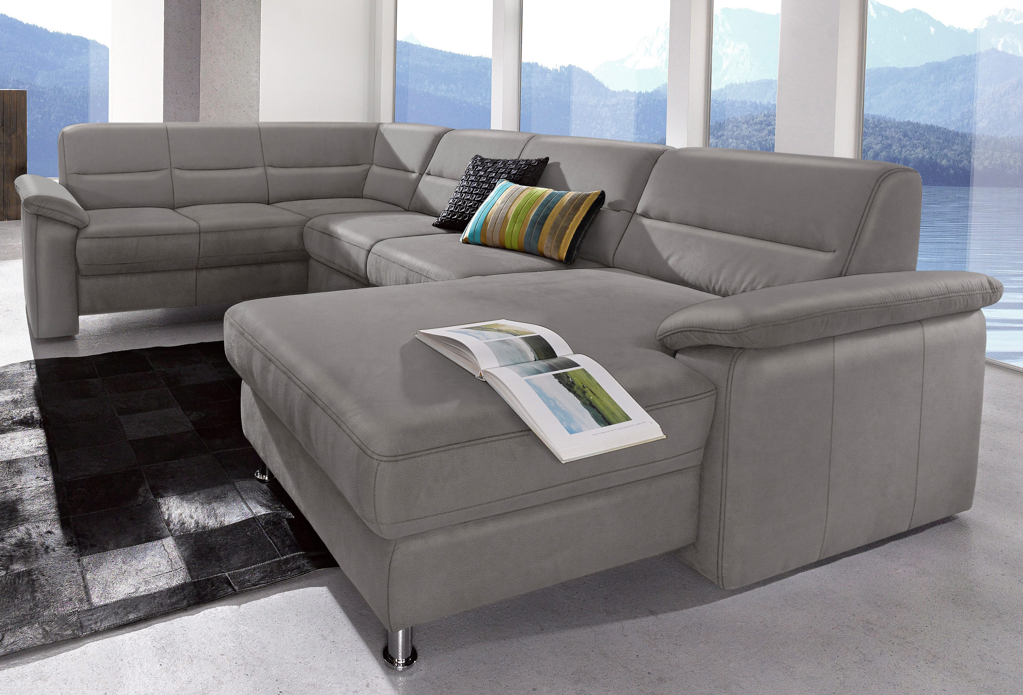 sit&more Wohnlandschaft "Ascara U-Form, B:312cm, klassisches Design, Taschenfederkernpolsterung" inklusive Boxspring/Federkern-Polsterung, wahlweise mit Schlaffunktion