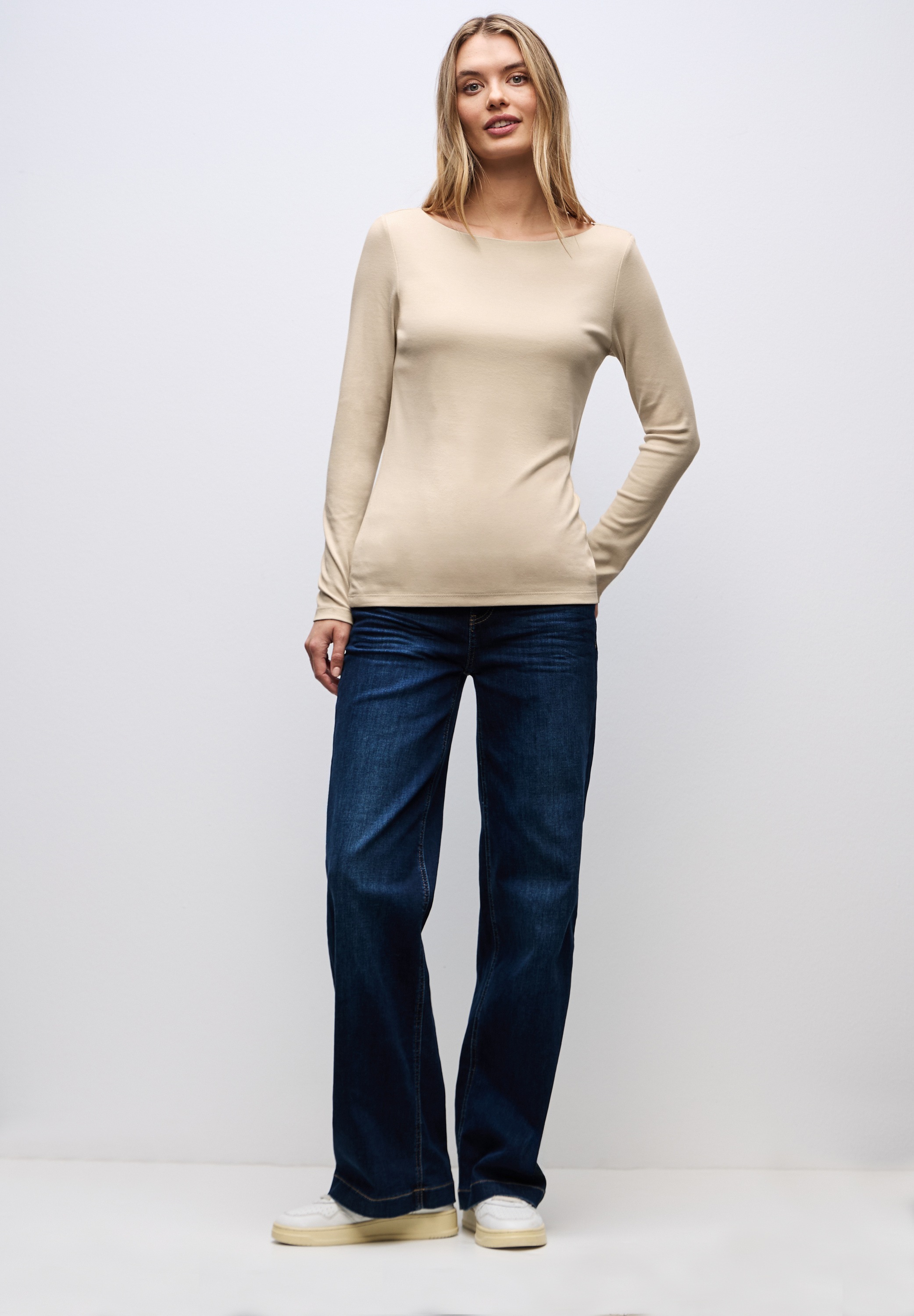 STREET ONE Langarmshirt in Unifarbe